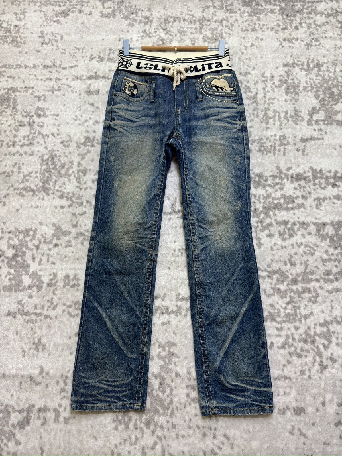 Hysteric Glamour Vintage Lolita Whale Tail Embroidery Waistband Denim Jeans Size US 28 / EU 44 - 2 Thumbnail