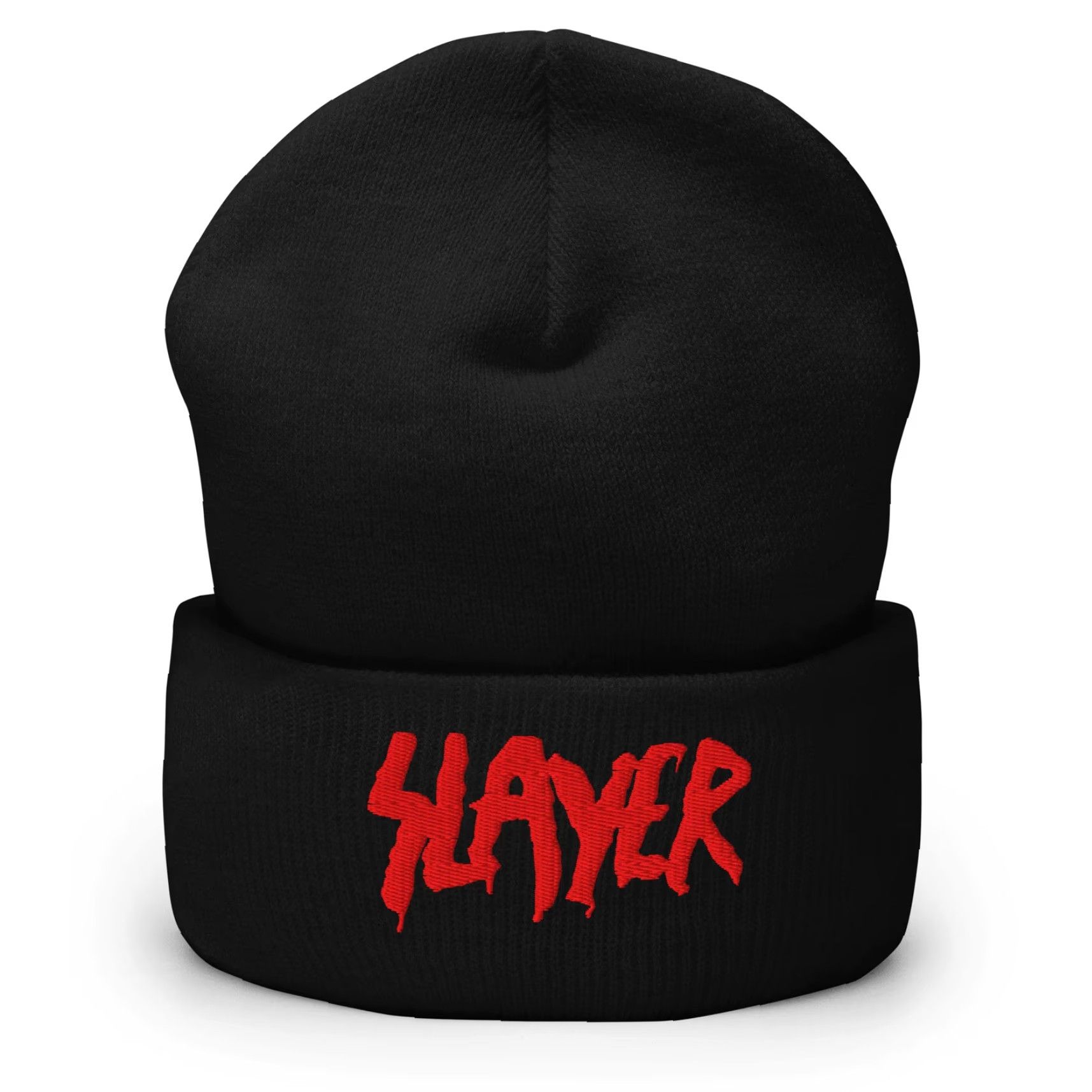 Vintage VINTAGE? No. Officially Licensed Slayer Embroidered Beanie Hat Black Men One Size Beanie Accessories Music Slayer Hat Mens Size ONE SIZE - 3 Thumbnail
