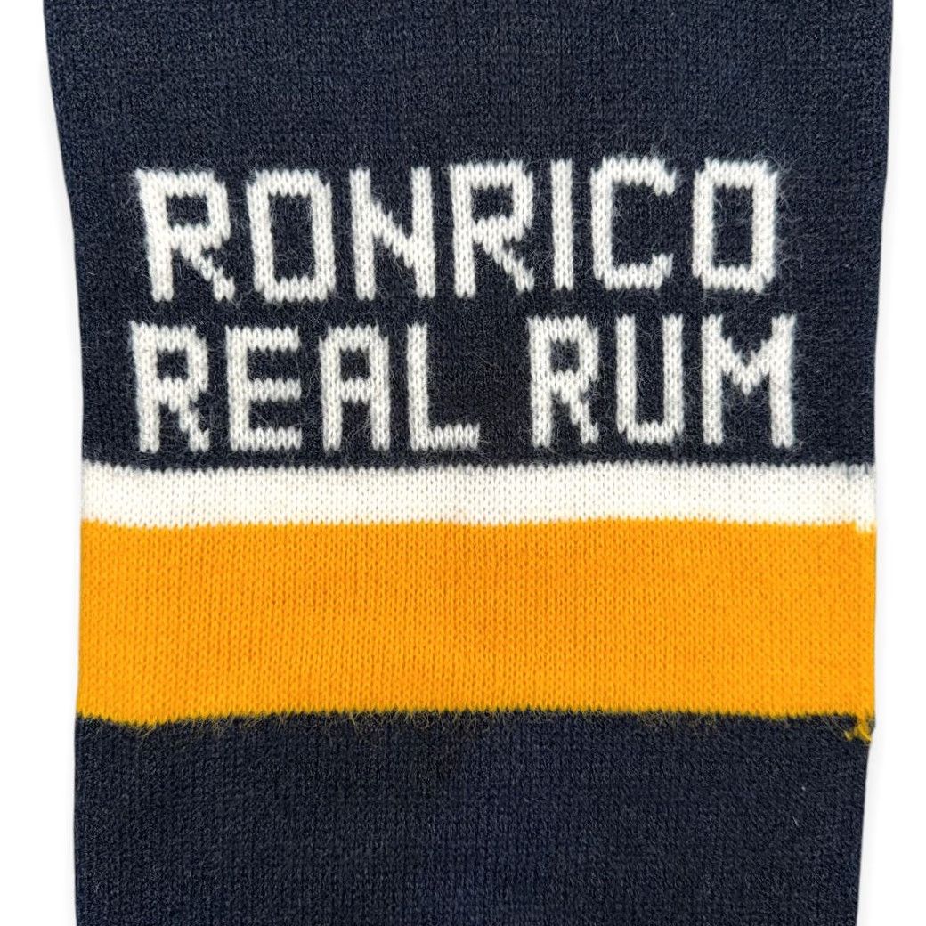 Vintage VINTAGE Ronrico Rum Scarf Black Blue Yellow Orlon Acrylic Knit Swag USA 60s Size ONE SIZE - 2 Thumbnail