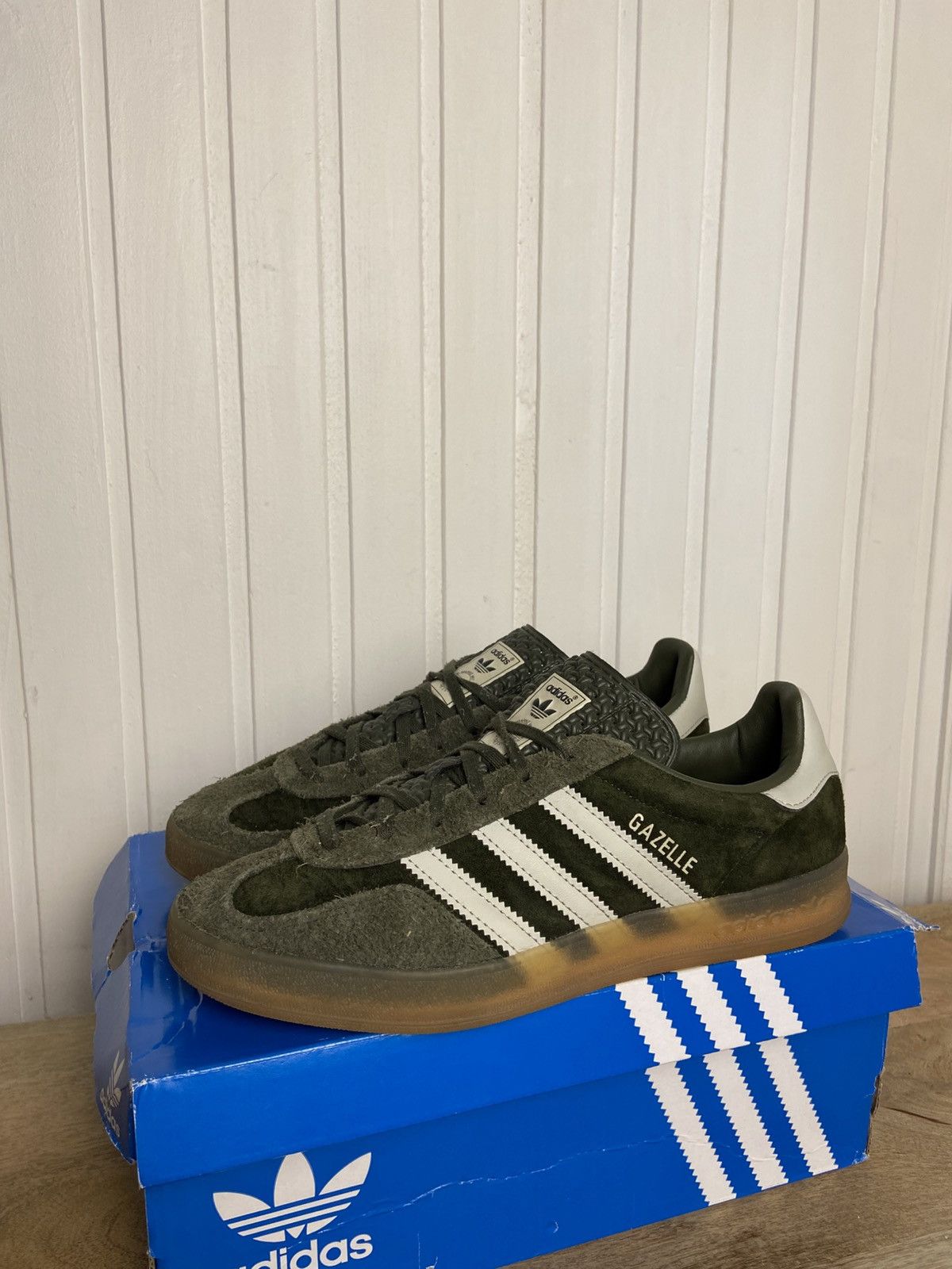 Used Adidas Gazelle Indoor Night Cargo" Green Size 6US