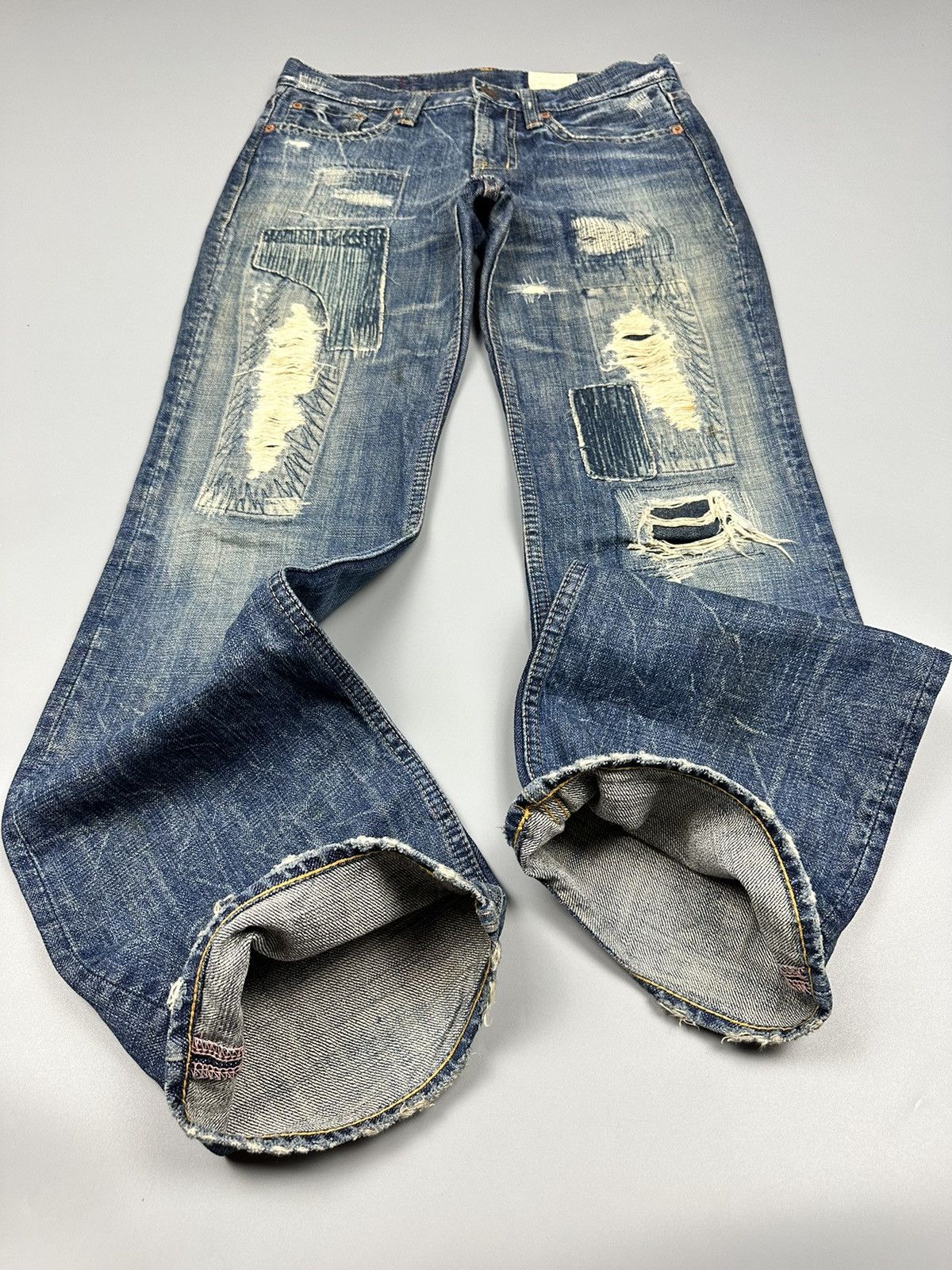 If Six Was Nine Sick Distressed Antgauge Boro Whiskered Flared Denim Size US 30 / EU 46 - 7 Thumbnail