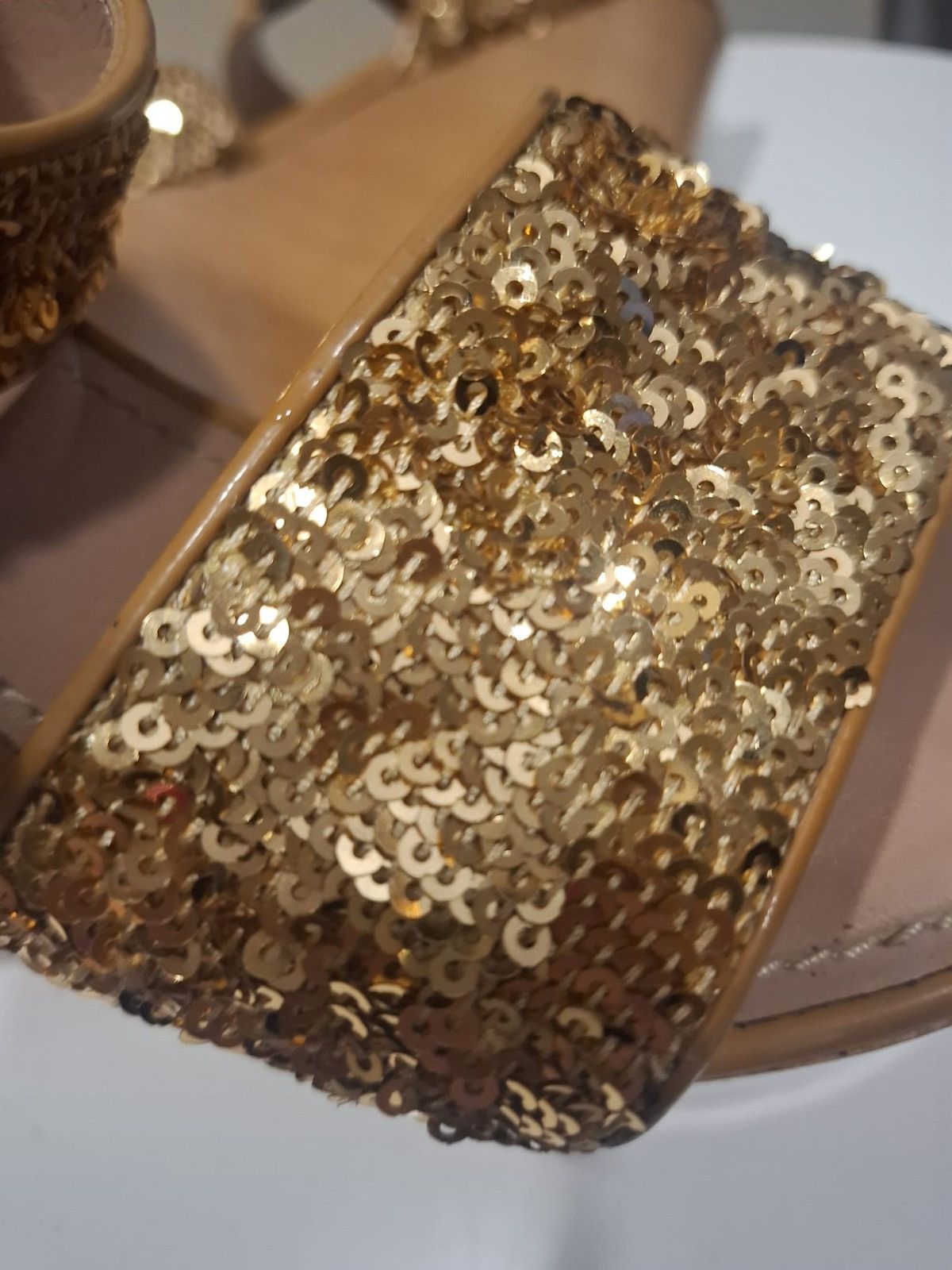 Louis Vuitton Louis Vuitton Gold Sequins Platform Wedge Ankle Wrap Sandals Size US 6 / IT 36 - 10 Thumbnail