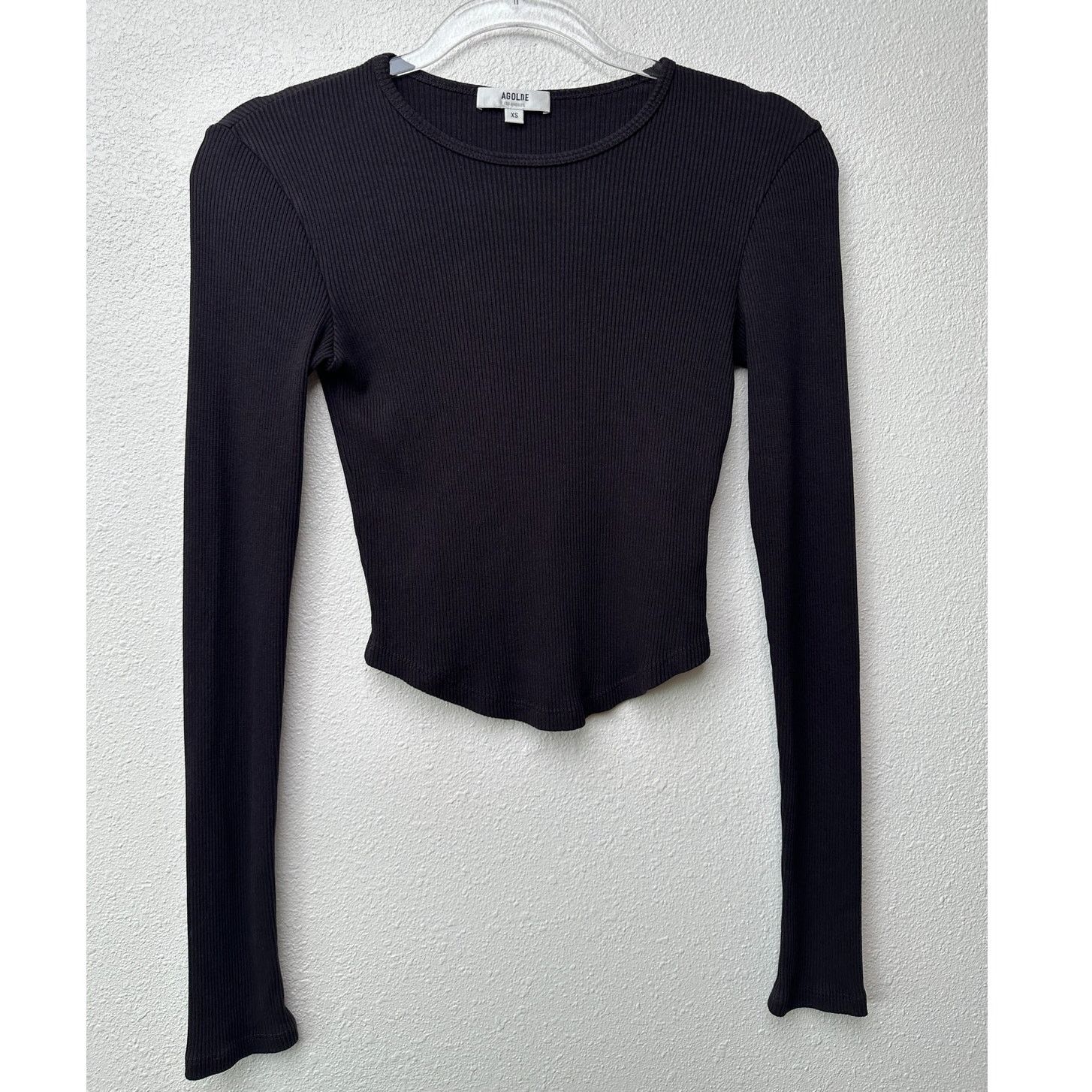 Agolde AGOLDE Nova Tee Black Ribbed Crop Top XS Size XS / US 0-2 / IT 36-38 - 3 Thumbnail