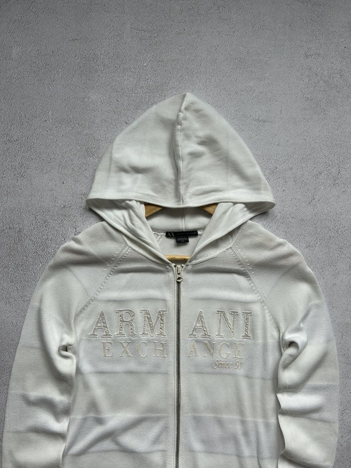 Armani × Vintage Armani Exchange women's Avant-garde zip hooded sweater Size M / US 6-8 / IT 42-44 - 4 Thumbnail