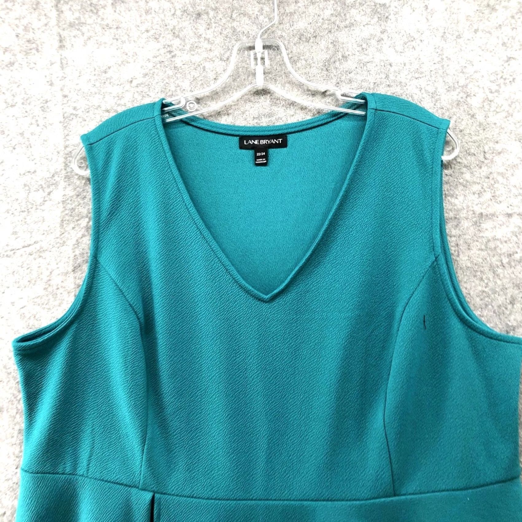 Vintage Lane Bryant Blouse Womens 24 Teal Sleeveless V-Neck Knit Polyester Size 4XL / US 24-26 - 3 Thumbnail