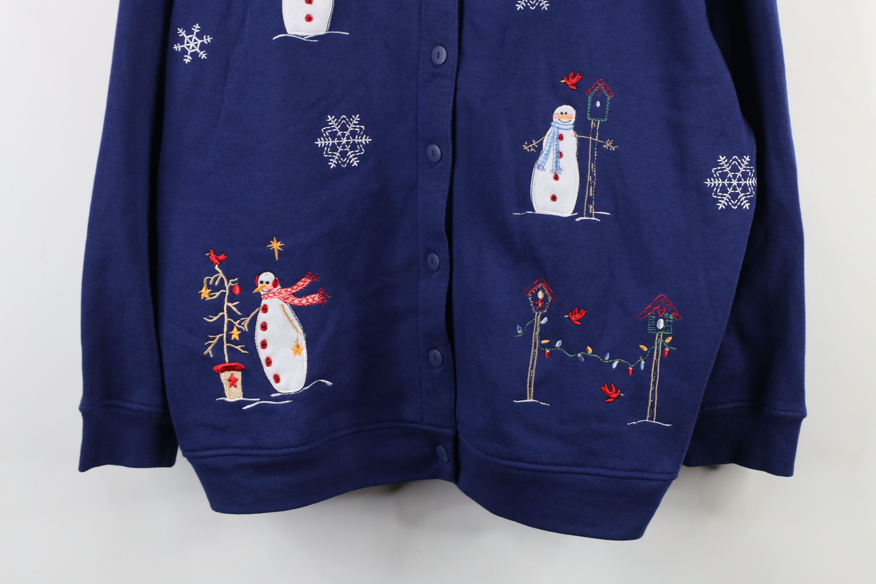 Vintage Vintage 90s Streetwear Christmas Snowman Cardigan Sweatshirt Size XL / US 12-14 / IT 48-50 - 3 Thumbnail