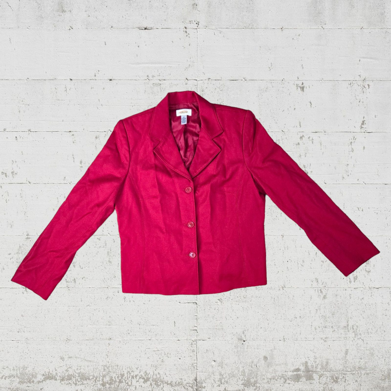 Other Y2K Cherry Red Wool Blazer Jacket Size 12 Size XL / US 12-14 / IT 48-50 - 2 Thumbnail
