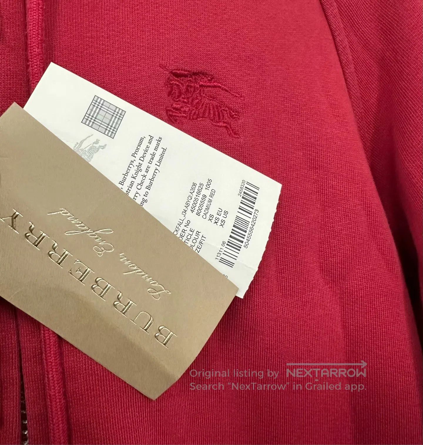 Burberry Burberry Red Battle Horse Embroidered Logo Zipper Hooded S Size XS / US 0-2 / IT 36-38 - 3 Thumbnail