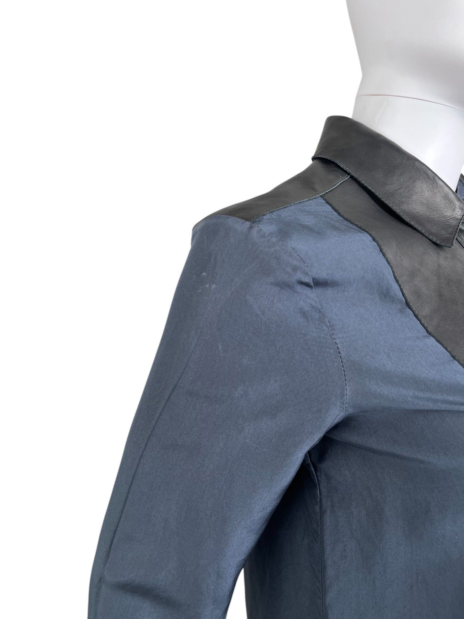 Dirk Bikkembergs Leather Patched Blue&Black Shirt Size S / US 4 / IT 40 - 6 Thumbnail