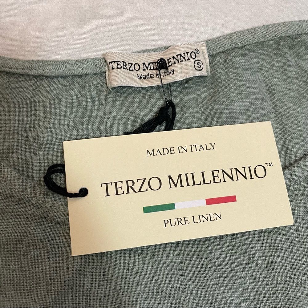 Other NWT New Terzo Millennio Sage Eyelet-trim Linen Top Made in Size S / US 4 / IT 40 - 6 Thumbnail