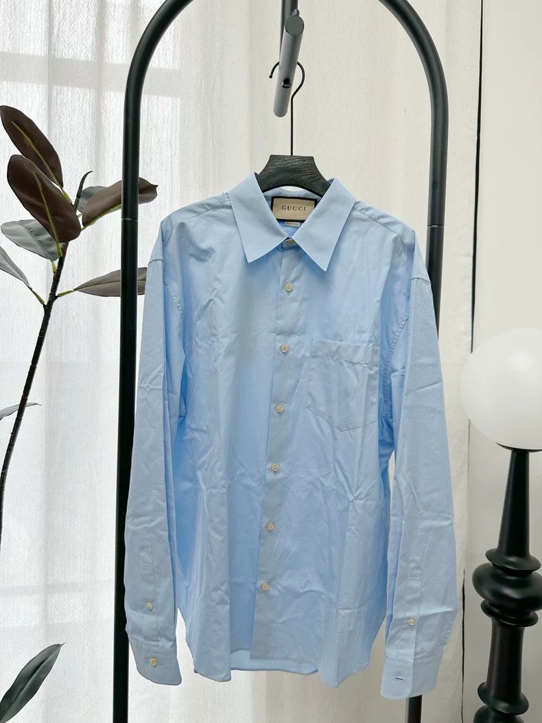 Gucci GUCCI 1921 Light Blue Cotton Shirt Size US L / EU 52-54 / 3 - 1 Thumbnail