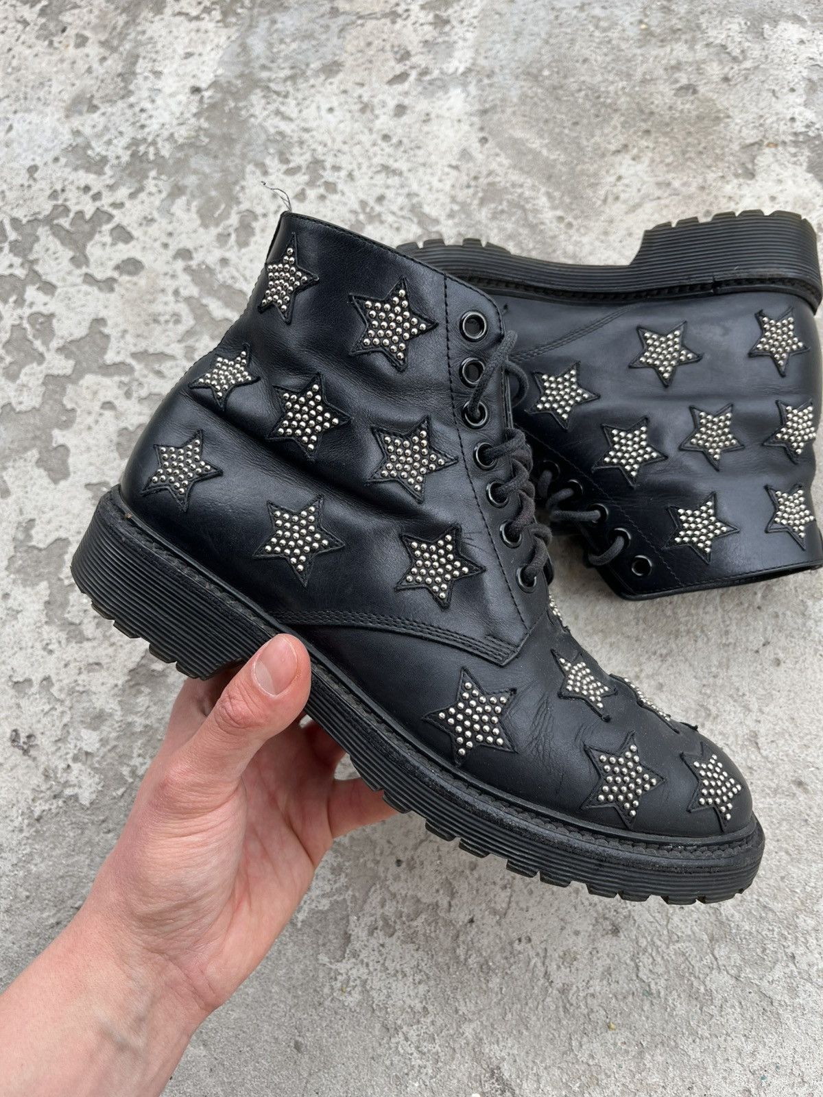 Saint Laurent Paris Saint Laurent Star Studded Leather Lace-Up Combat Boots Size US 6 / IT 36 - 5 Thumbnail