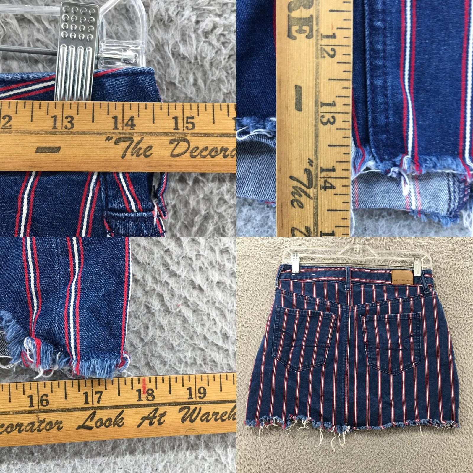 American Eagle Outfitters American Eagle Outfitters Skirt Womens 4 A-Line Denim Zip Blue Striped Short 29x14 Size 27" / US 4 / IT 40 - 8 Thumbnail