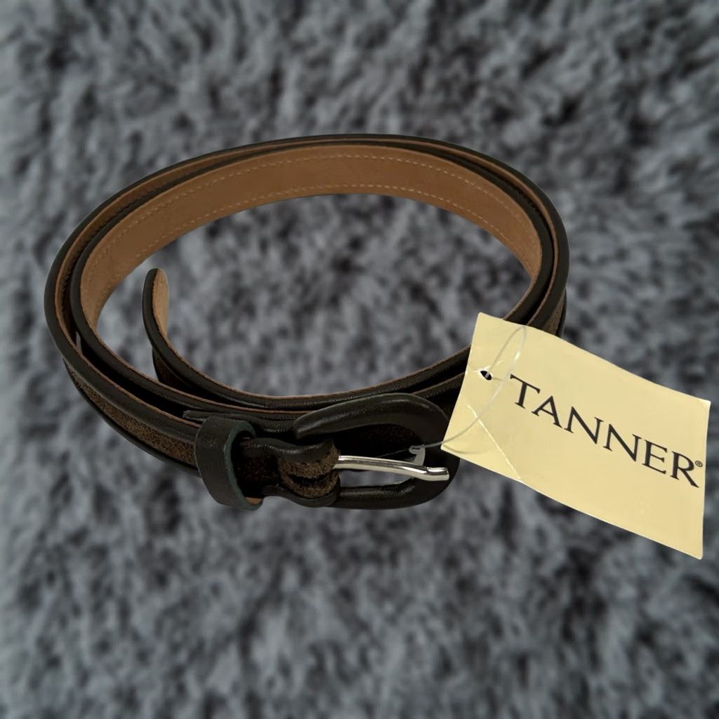 Vintage Tanner Leather Suede Narrow Belt Brown 32-36 Large Adult Italy Belt Woman Regular Size L Size ONE SIZE - 1 Thumbnail