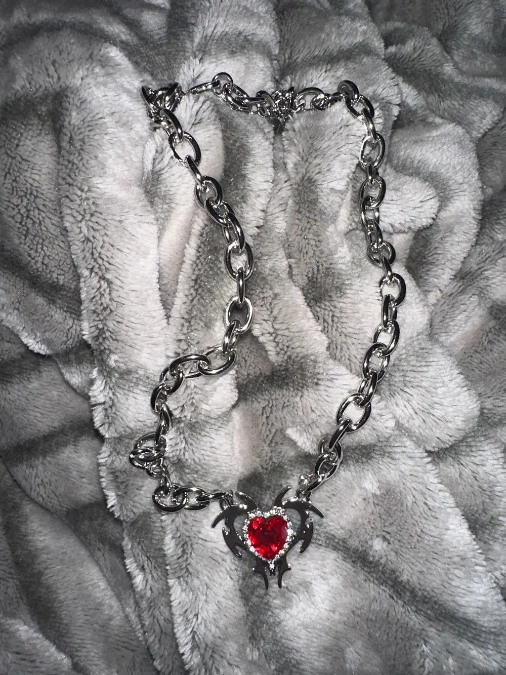 Jewelry Red Zircon Love Pendant Necklace Size ONE SIZE - 3 Thumbnail