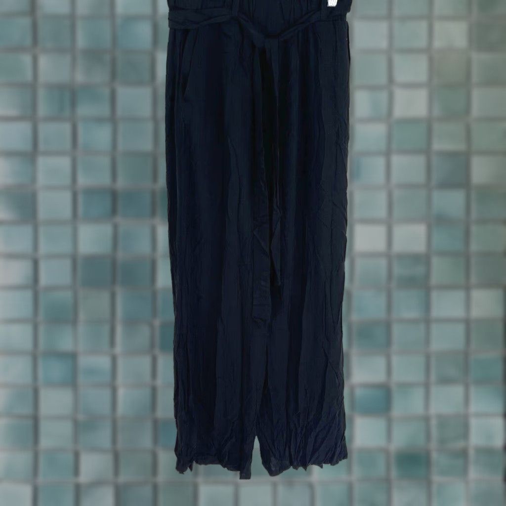 Vintage XHilerations Pants Womens S Black Belted Drawstring Pockets Mid Rise Wide-Leg Lounge Size 28" / US 6 / IT 42 - 1 Thumbnail