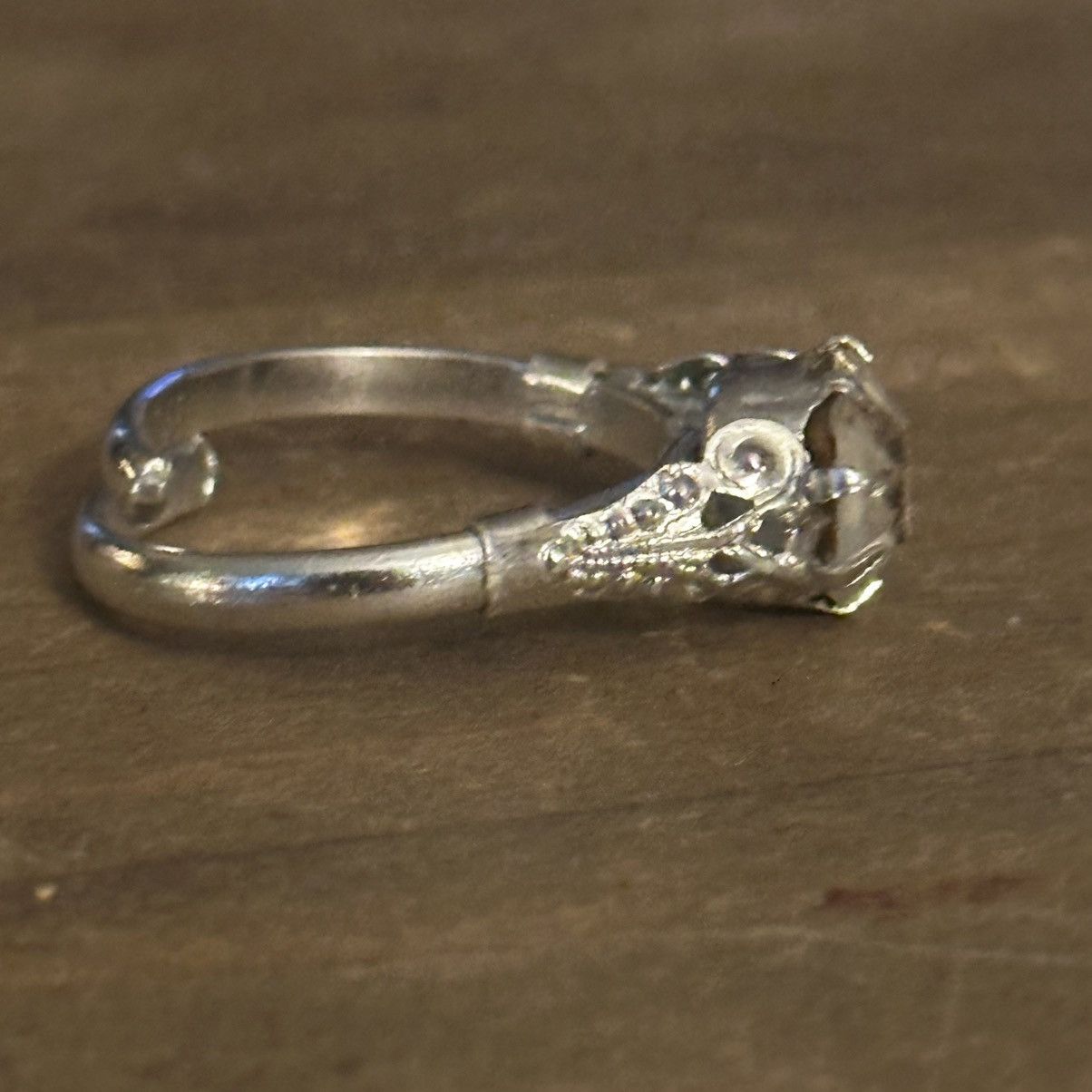 Vintage Vintage silver tone solitaire rhinestone ring Size ONE SIZE - 6 Thumbnail