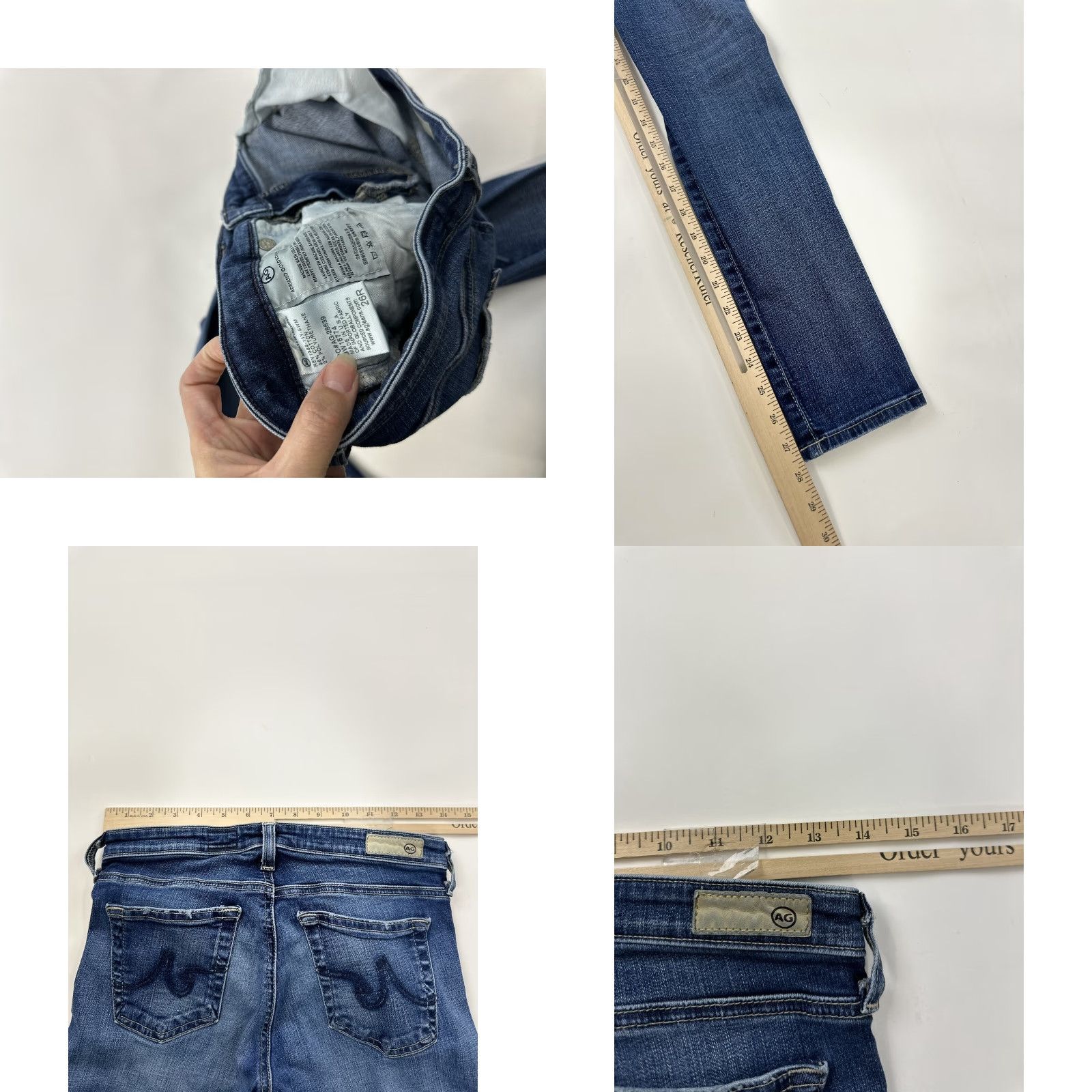 Vintage VINTAGE AG Adriano Goldschmied Jeans Womens 26 Blue The High Rise Abby Ankle Distressed Skinny Hairline-Edge Size 26" / US 2 / IT 38 - 8 Thumbnail
