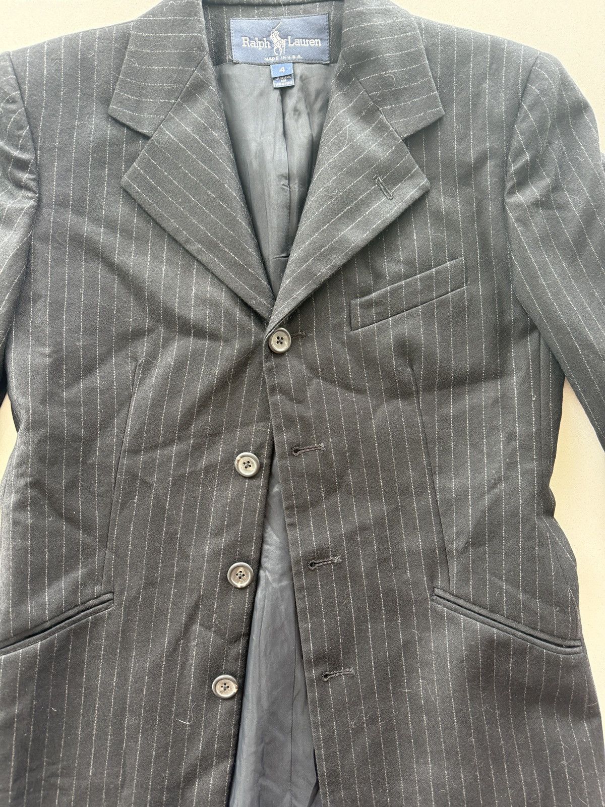 Ralph Lauren Vintage Black Pinstripe Ralph Lauren Blazer Size S / US 4 / IT 40 - 2 Thumbnail