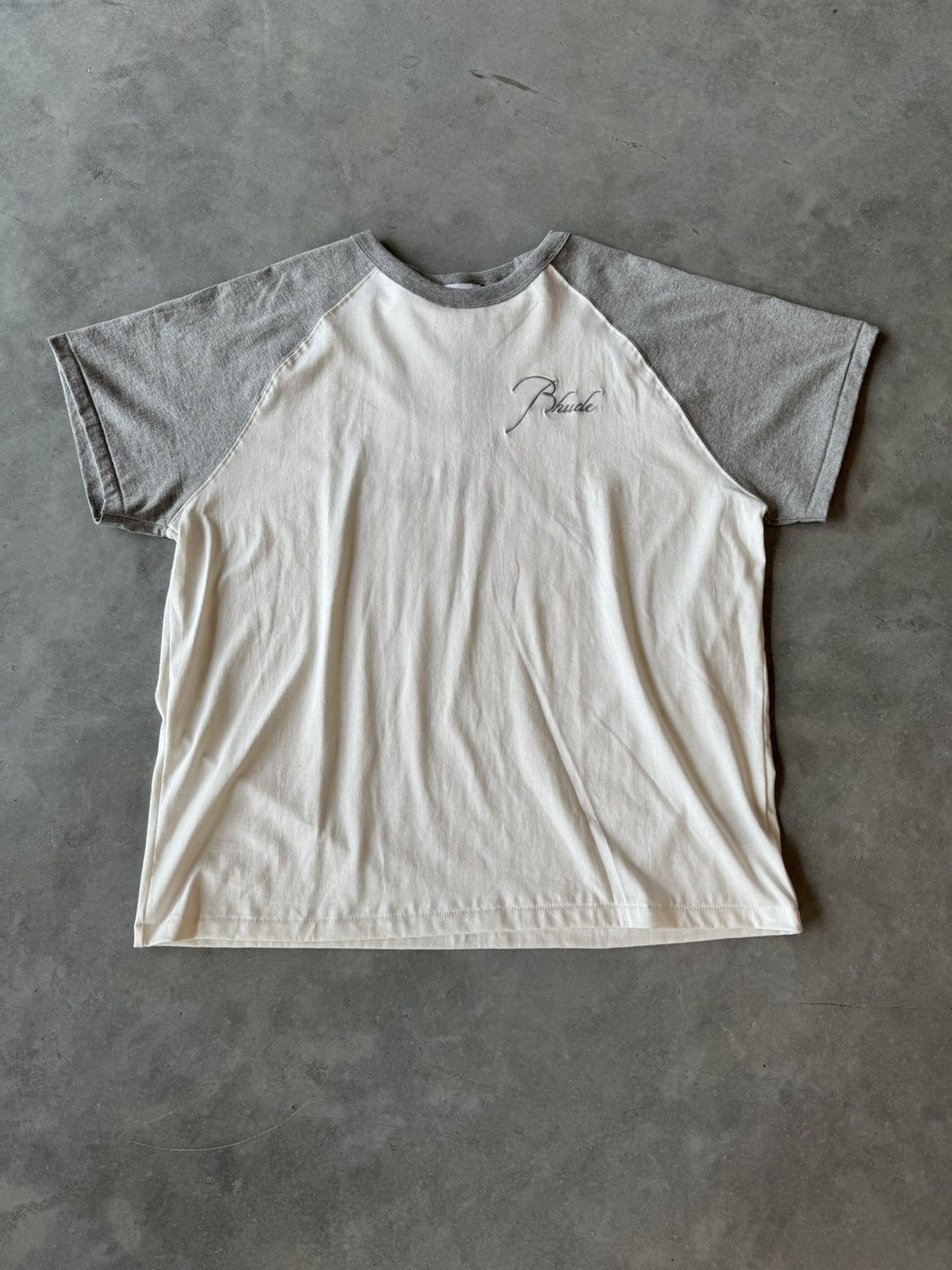 Image of Rhude Raglan Tee White Grey, Men's (Size 2XL)