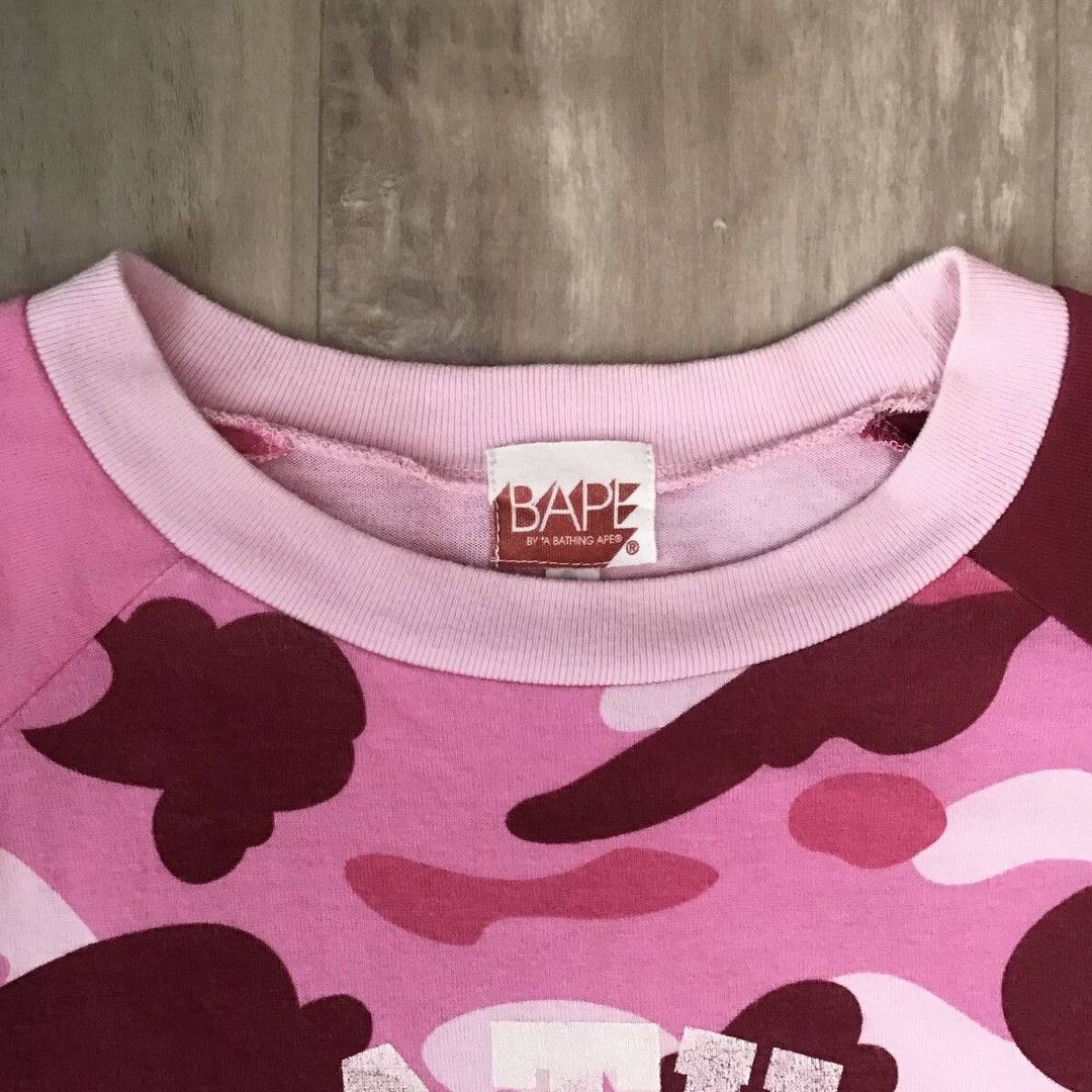 Bape BAPE Pink camo crazy college logo T-shirt a bathing ape NIGO Size US M / EU 48-50 / 2 - 4 Thumbnail