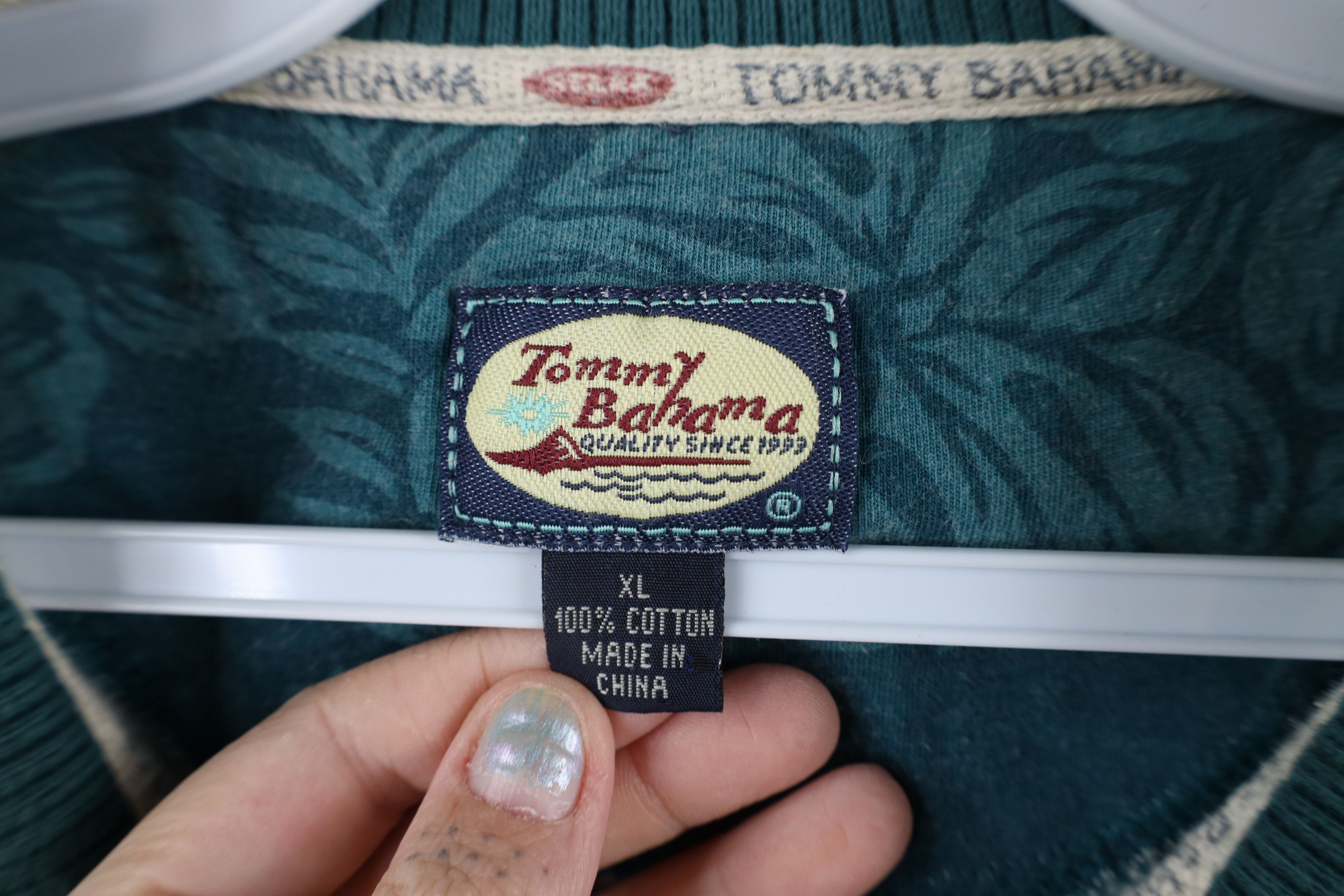 Tommy Bahama × Vintage Vintage Tommy Bahama All Over Print Golf Polo Shirt Teal Size US XL / EU 56 / 4 - 4 Thumbnail