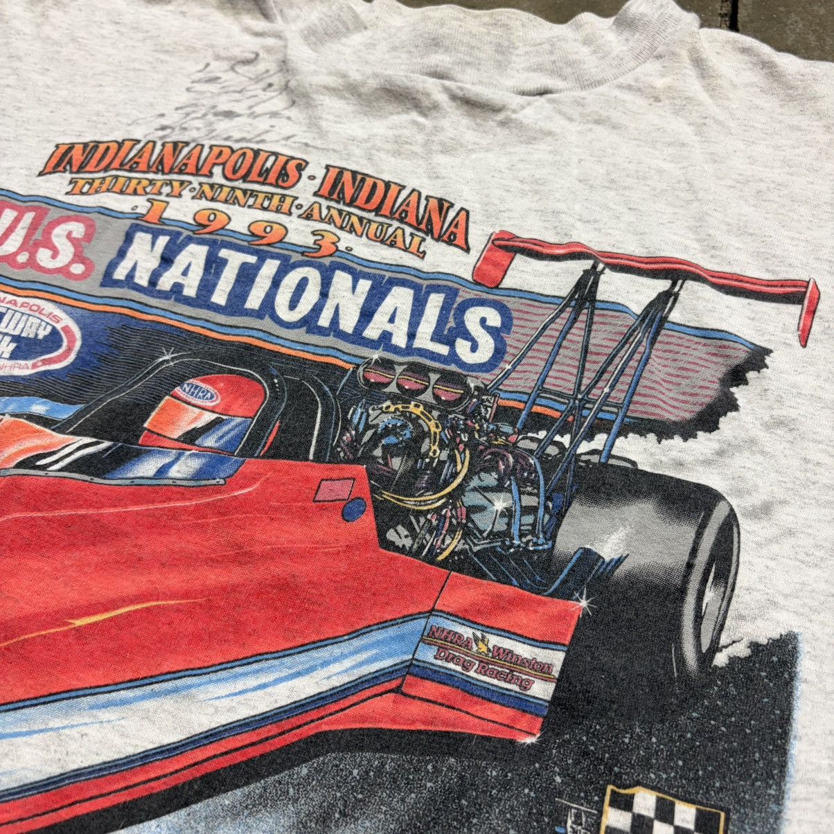Vintage Vintage NHRA Drag Racing Graphic Tee US Nationals 90s USA Size US L / EU 52-54 / 3 - 8 Thumbnail