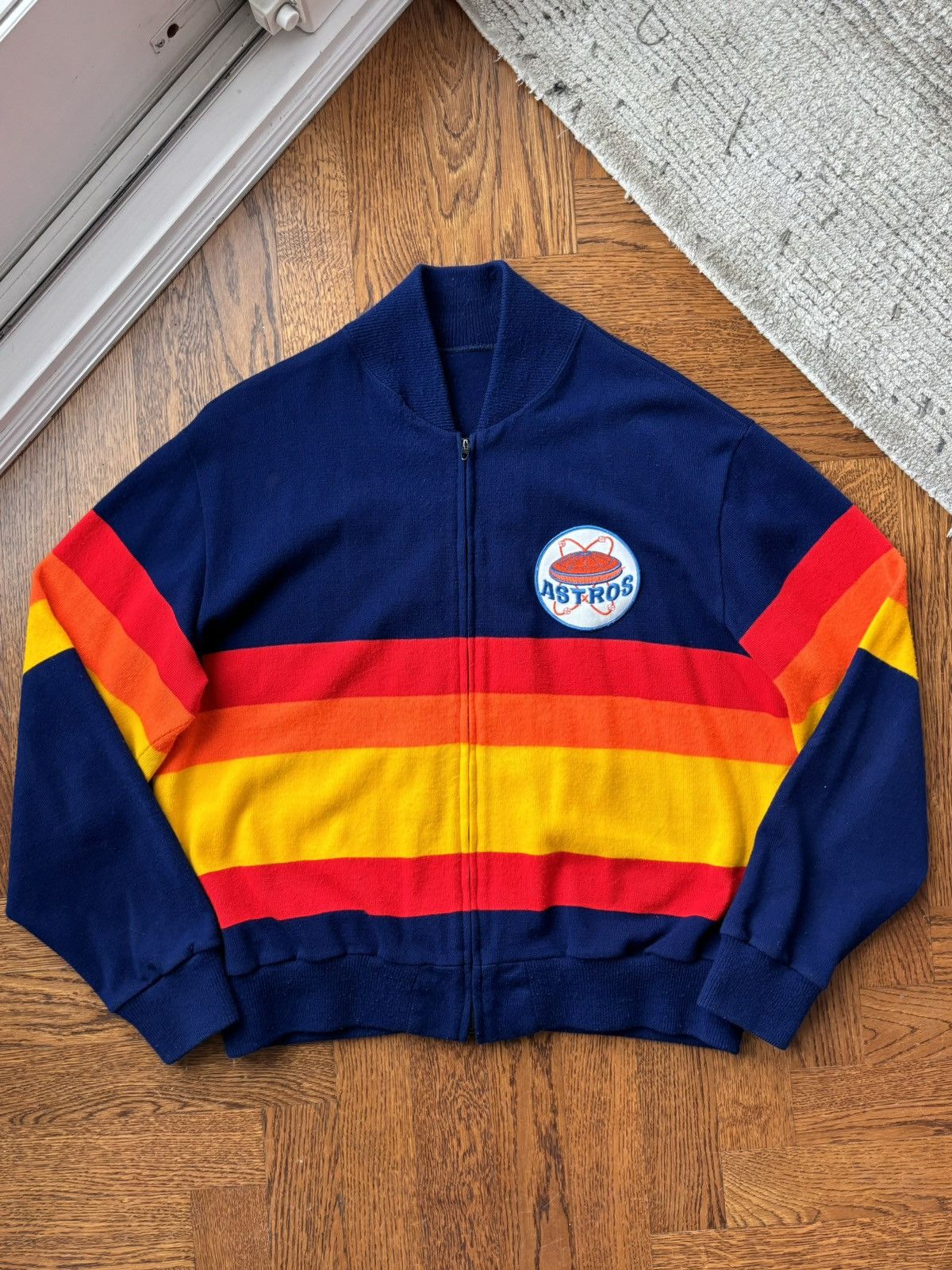 Starter × Vintage 1970s Houston Astros Rainbow Dugout Jacket Vintage Sweater Size US XL / EU 56 / 4 - 16 Thumbnail