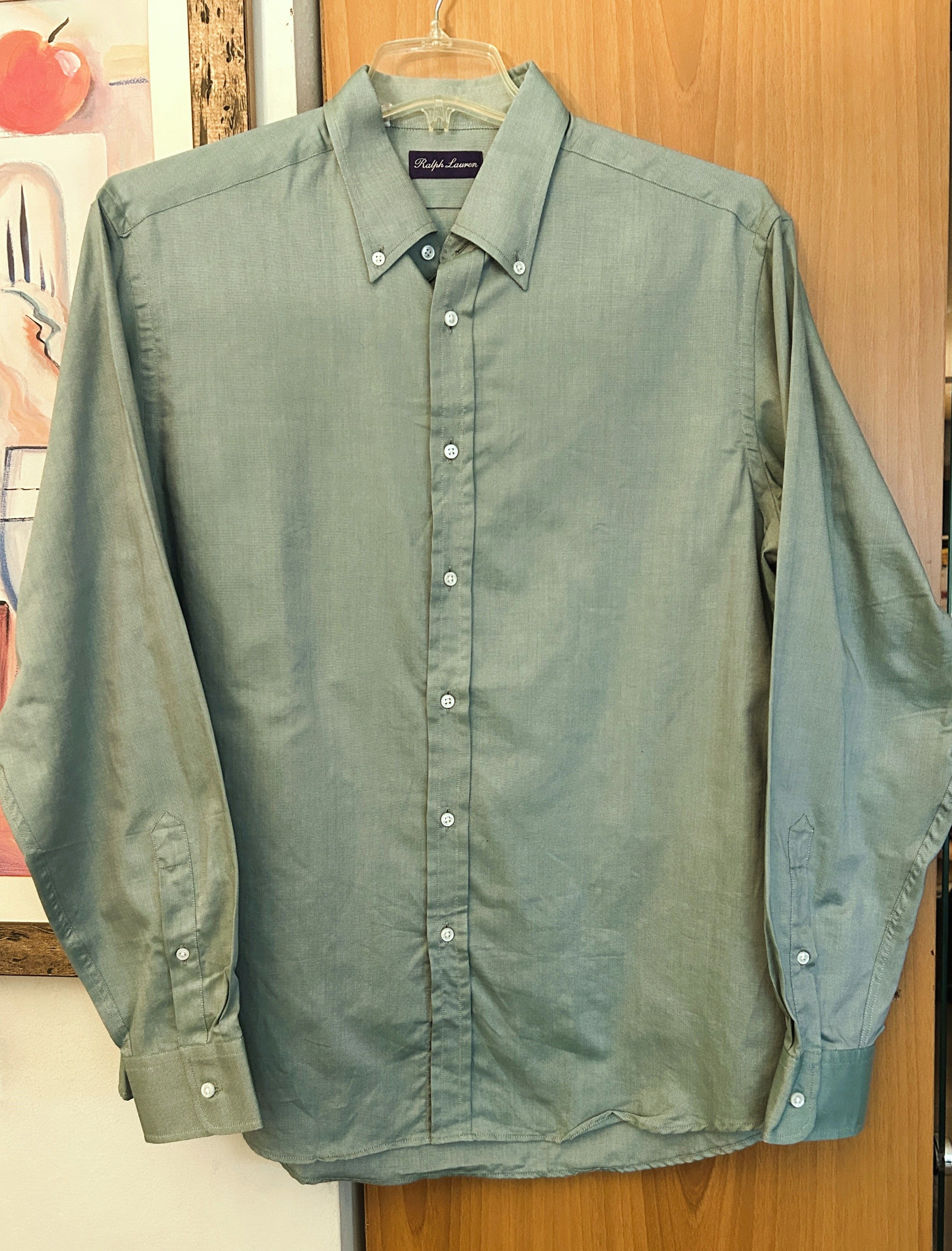 Ralph Lauren Purple Label Ralph Lauren Purple Label Button Up Shirt Sage XL Italy Size US XL / EU 56 / 4 - 2 Thumbnail