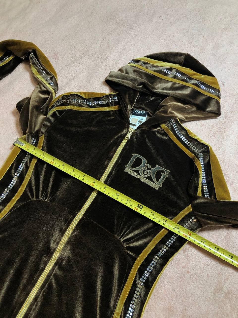 Dolce & Gabbana Dolce & Gabbana Brown Velour Rhinestone Logo Hoodie Size M / US 6-8 / IT 42-44 - 13 Thumbnail