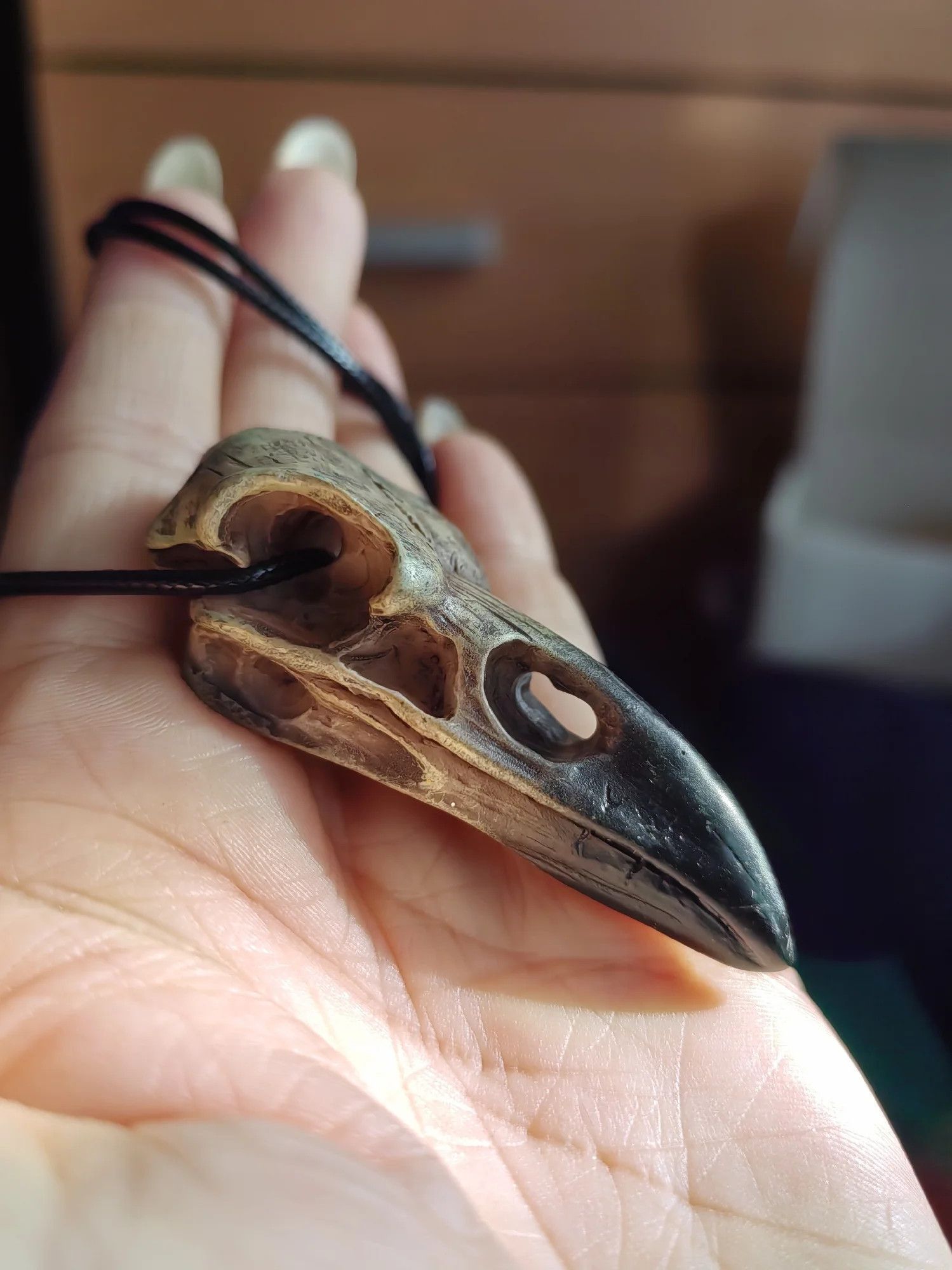 Jewelry 3D Goth Raven Raven Skull Necklace Size ONE SIZE - 4 Thumbnail