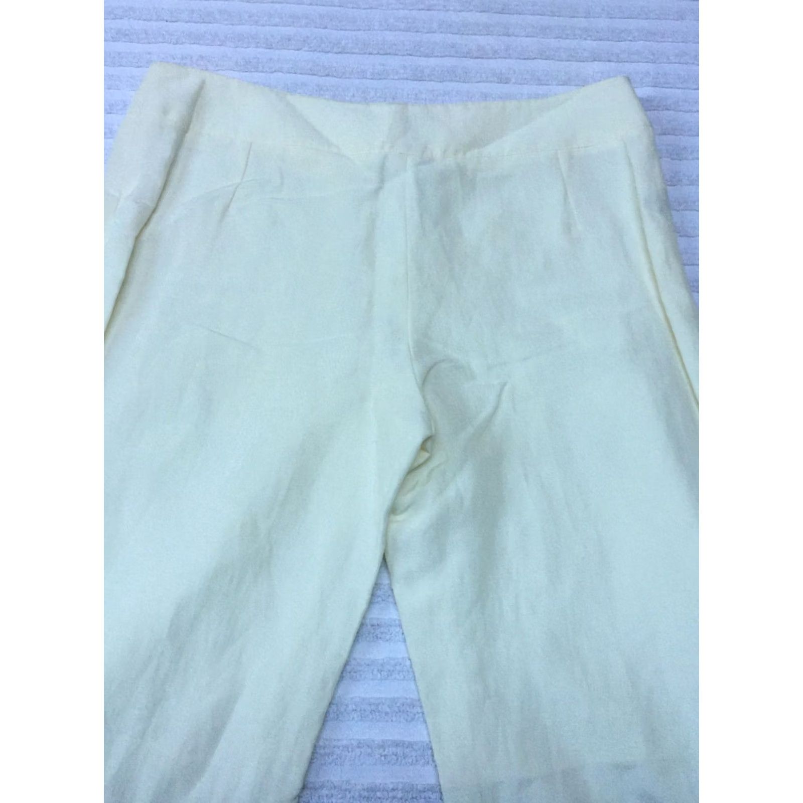 Armani Armani Collezioni Womens Mid-Rise Linen Silk Wide-Leg Pants Ivory Size 10 Casual Size 32" / US 10 / IT 46 - 7 Thumbnail