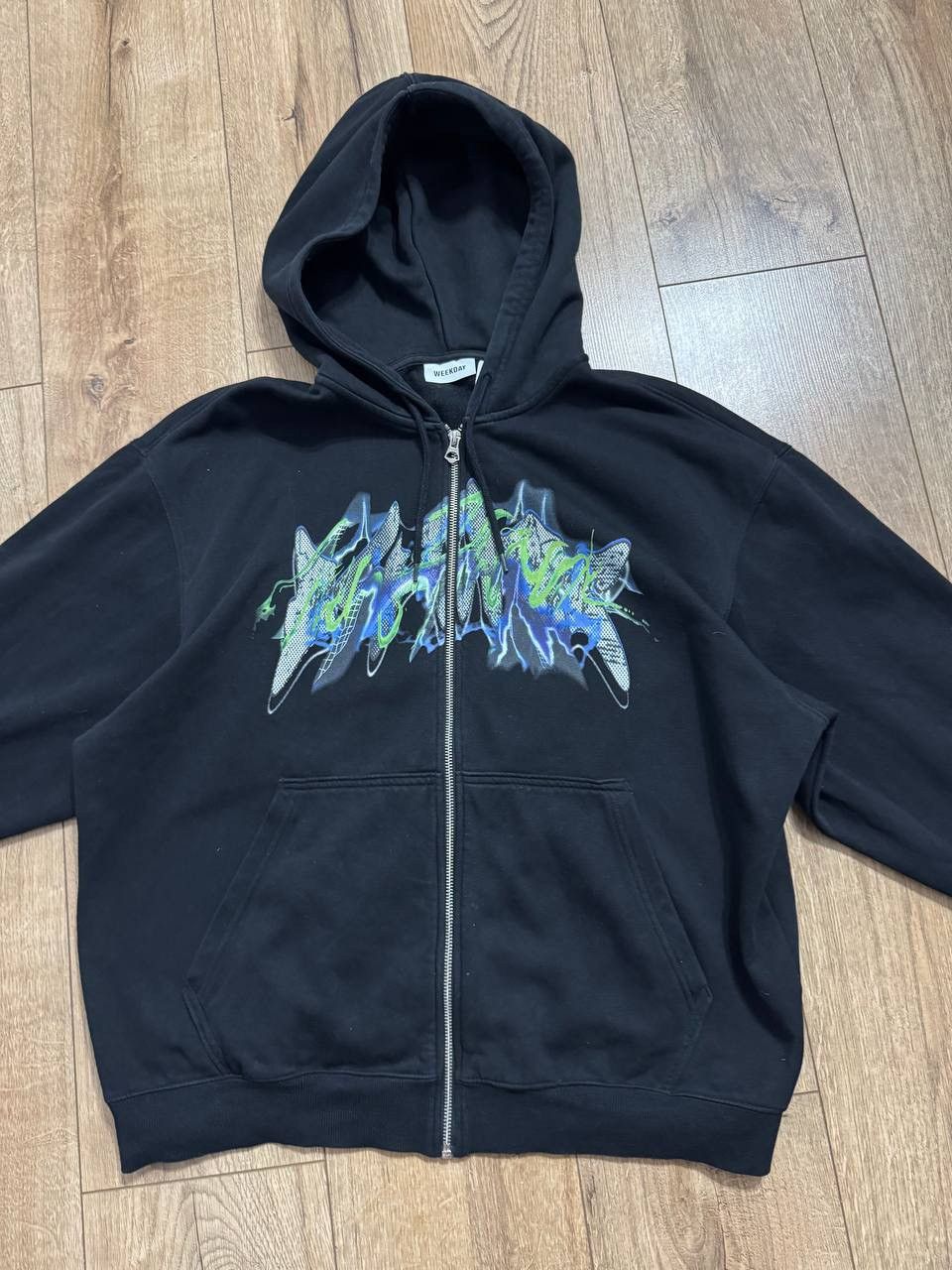 Weekday WEEKDAY Full-Zip Graphic Hoodie (Black) - Size S Size US S / EU 44-46 / 1 - 2 Thumbnail