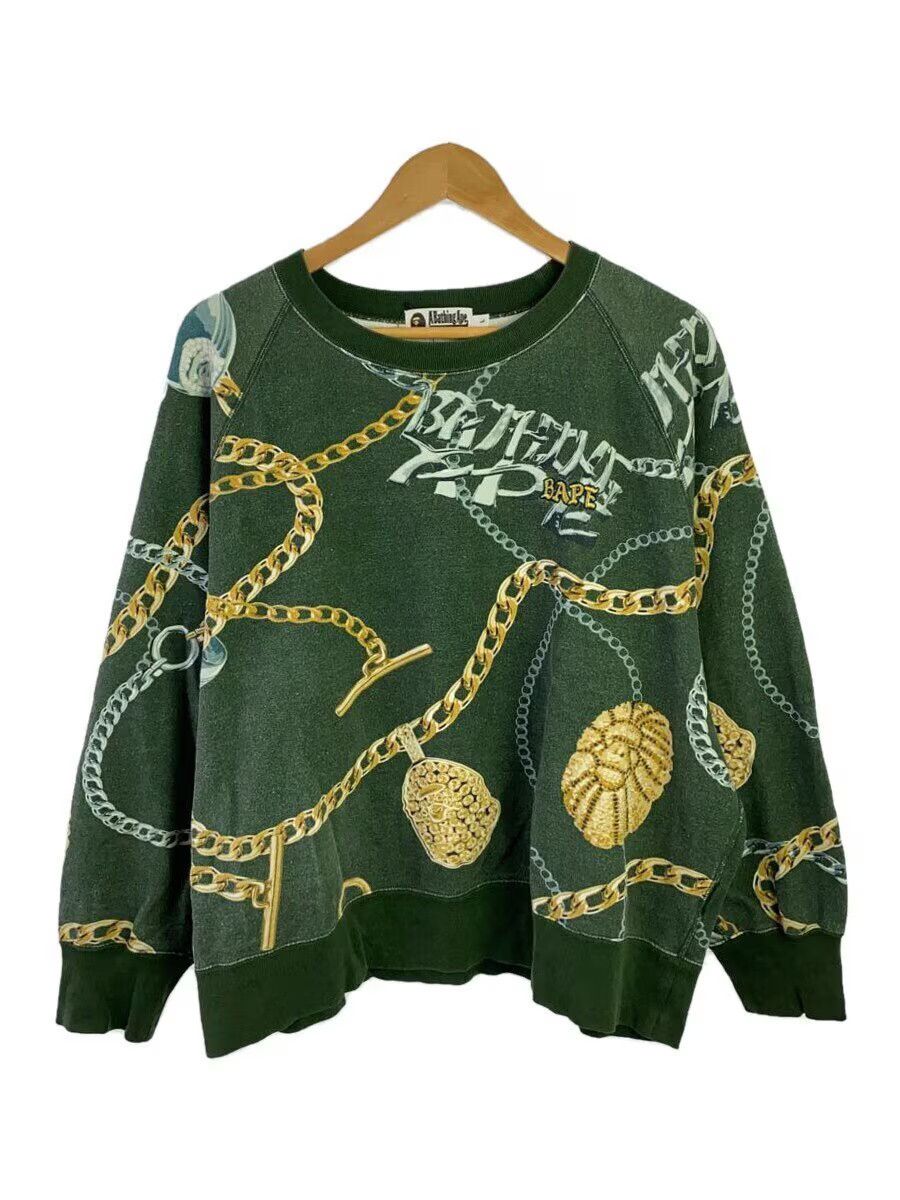 Bape A Bathing Ape Whole Pattern Cotton Sweatshirt Green Size US L / EU 52-54 / 3 - 1 Thumbnail