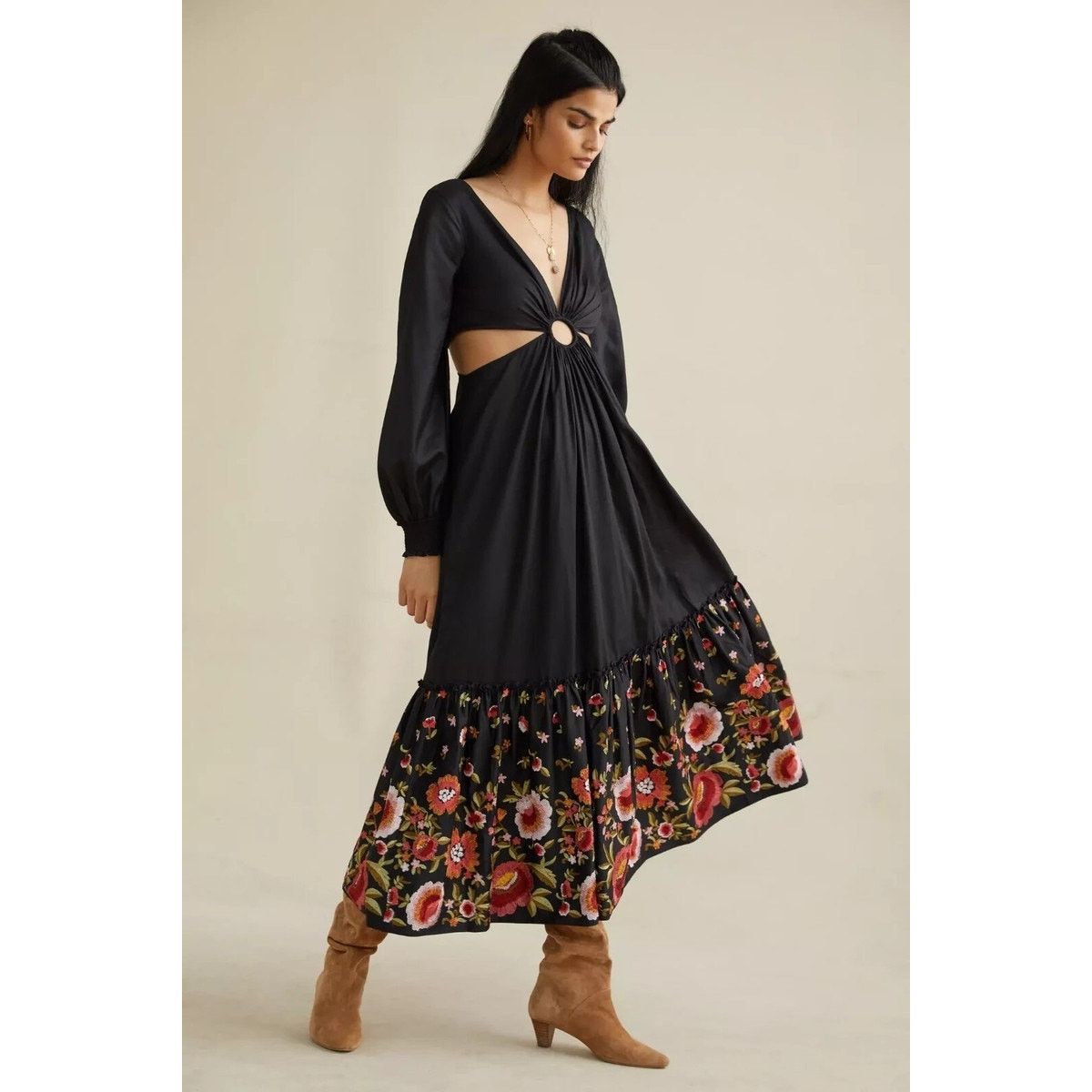 Anthropologie Anthropologie Karolina Black Embroidered Cut Out Dress Size XL / US 12-14 / IT 48-50 - 12 Thumbnail