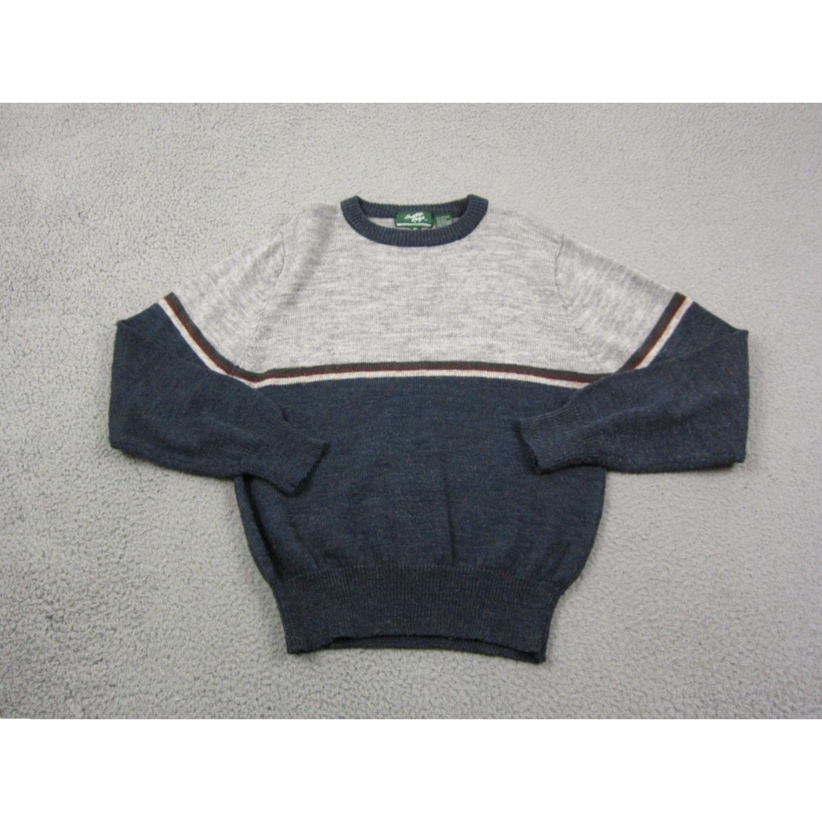 Hunter VINTAGE Hunters Ridge Sweater Womens M Gray Blue Wool Knit Stripe 70s 80s Size M / US 6-8 / IT 42-44 - 2 Thumbnail