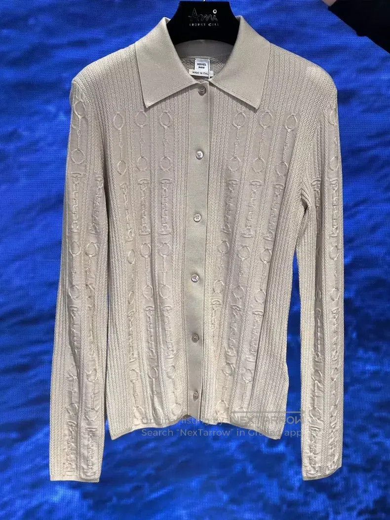 Hermes Hermes Wool Knitted Open Cardigan Oatmeal Color Size XS / US 0-2 / IT 36-38 - 1 Thumbnail