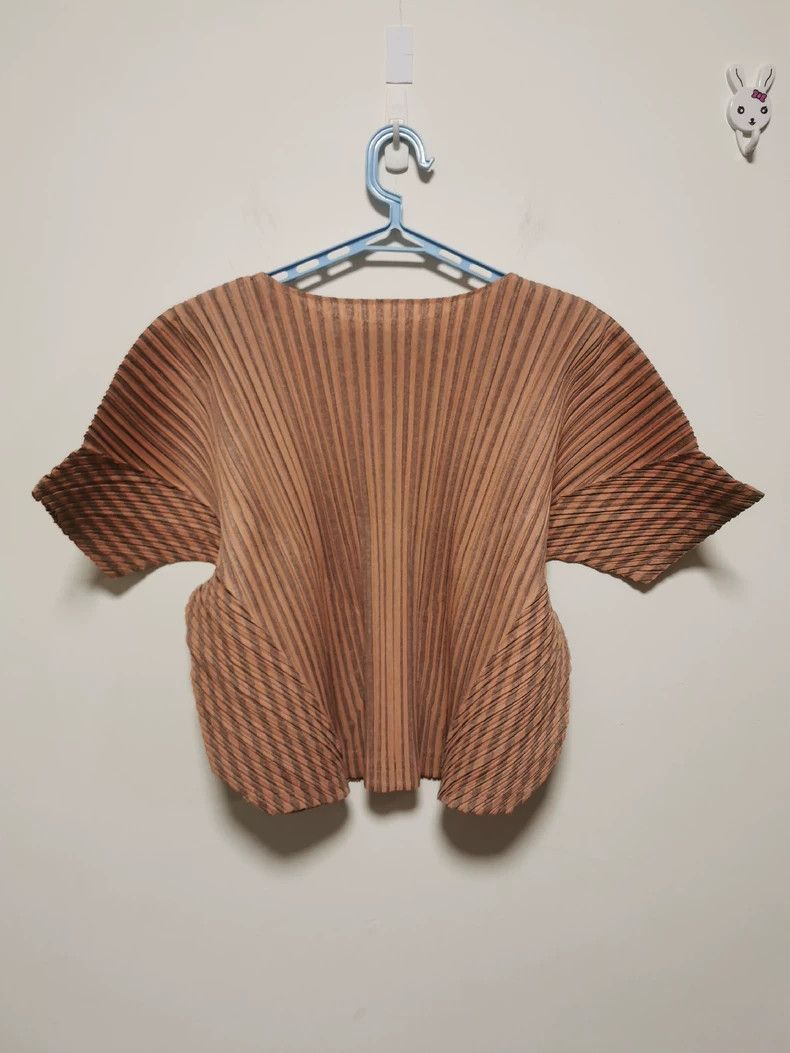 Issey Miyake Issey Miyake size:3 Brown pleated small flying sleeve top Size M / US 6-8 / IT 42-44 - 2 Thumbnail