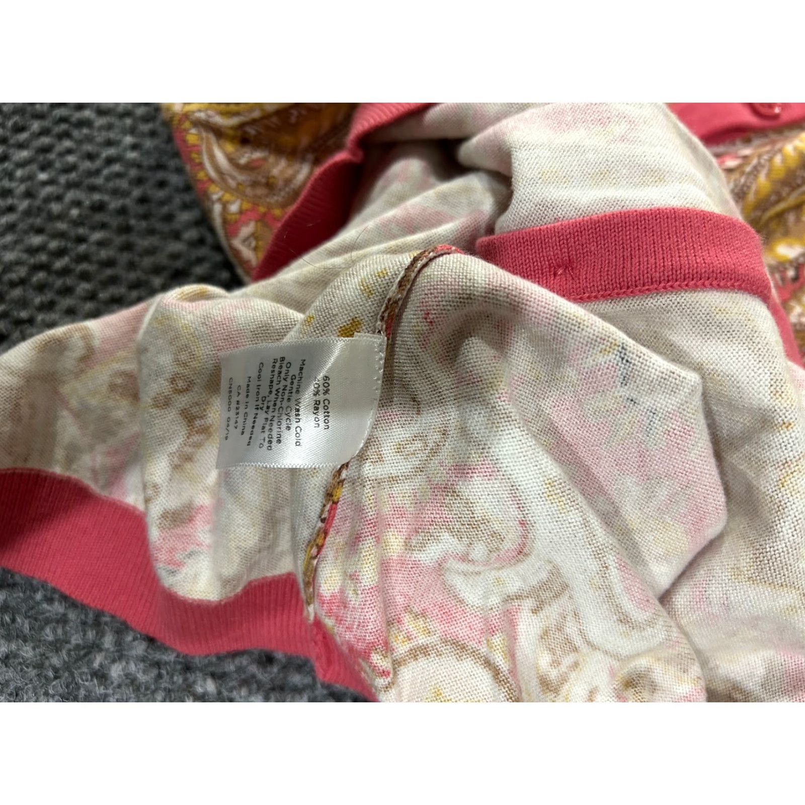 Talbots Talbots Cardigan Womens Large Pink Paisley Button Front Long Sleeve Lightweight Crew Neck Knit Cotton Regular Fit Size L / US 10 / IT 46 - 5 Thumbnail