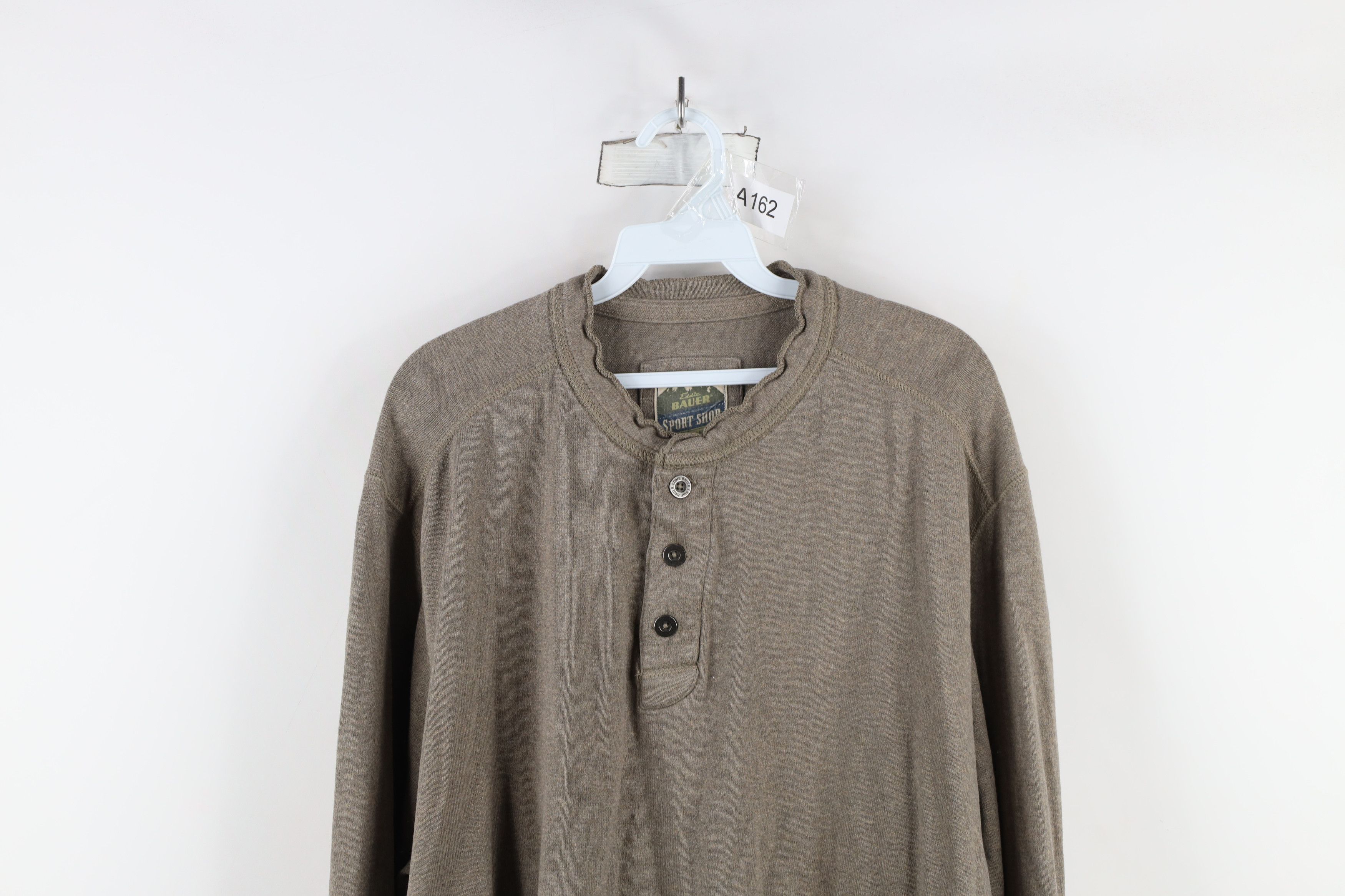 Eddie Bauer × Vintage Vintage Eddie Bauer Cotton Ribbed Knit Henley T-Shirt Beige Size US XL / EU 56 / 4 - 2 Thumbnail