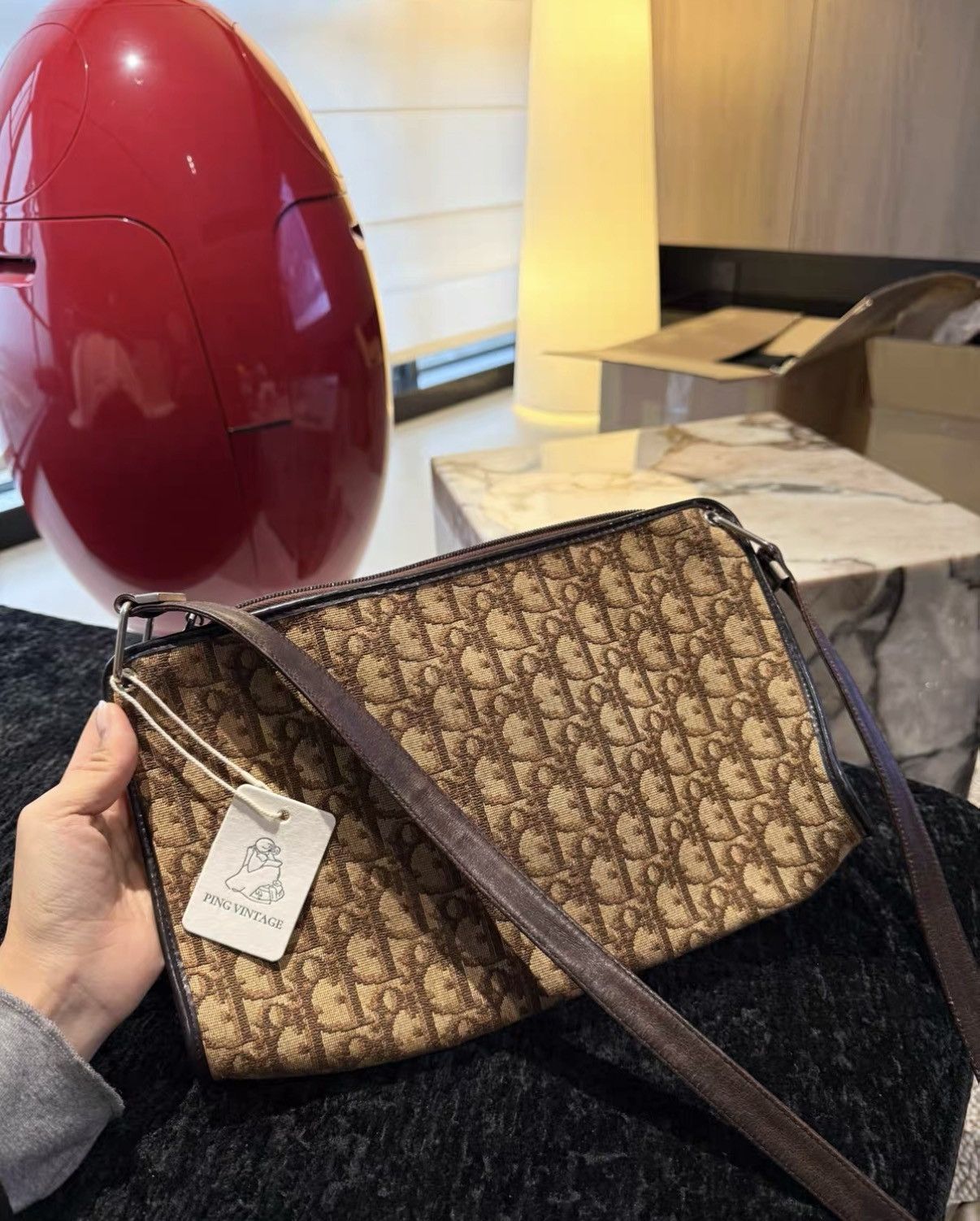 Dior Dior Vintage Brown Monogram Envelope Shoulder Bag J36 Size ONE SIZE - 2 Thumbnail