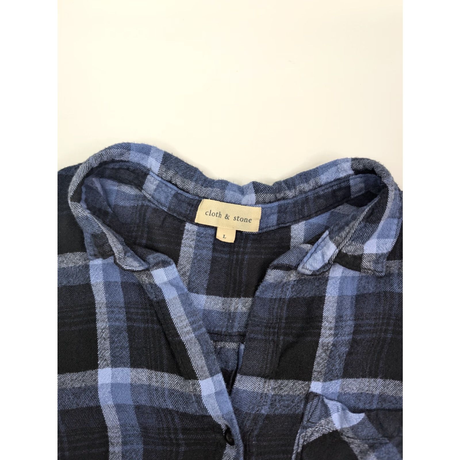 Anthropologie Cloth & Stone Women Blue Plaid Long Sleeve Button Up Shirt L Size L / US 10 / IT 46 - 6 Thumbnail