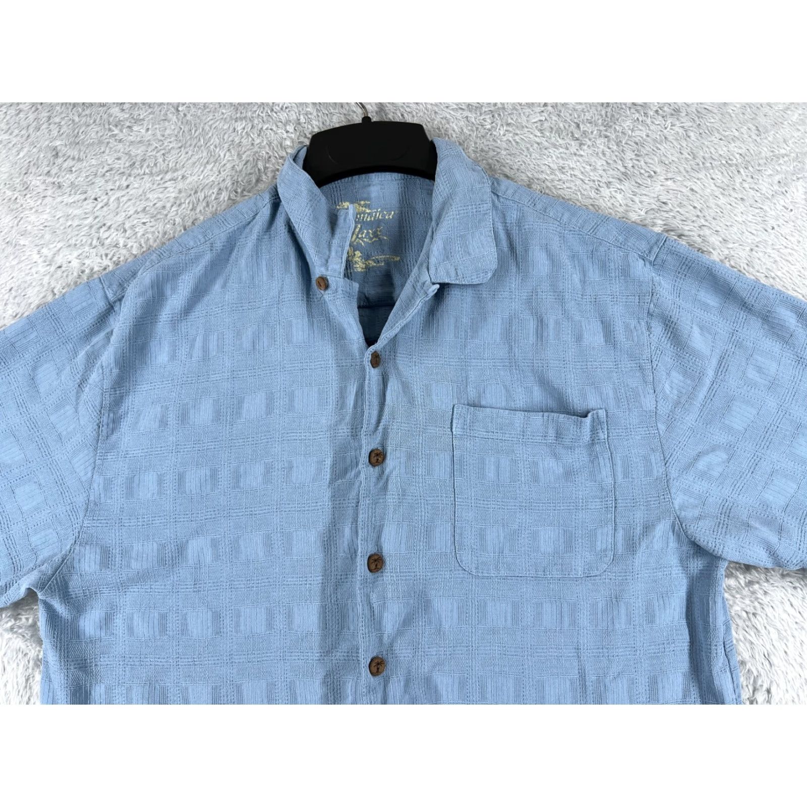 Vintage VINTAGE Jamaica Jaxx Shirt Men L Blue Silk Button-Up Hawaiian Beach Size US L / EU 52-54 / 3 - 4 Thumbnail