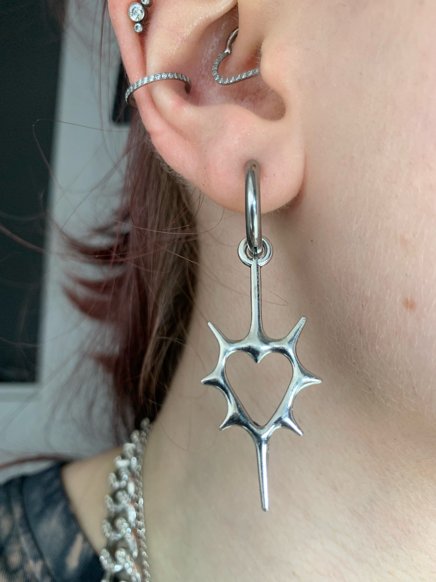 Designer × Japanese Brand × Jewelry Hollow Thorns Love Earring Size ONE SIZE - 3 Thumbnail