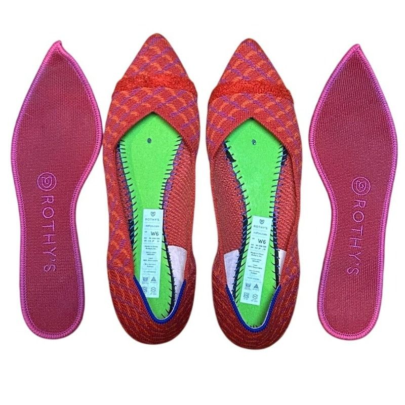 Rothy's Rothys The Point Red Orange Purple Knit Flats W6 Size US 6 / IT 36 - 7 Thumbnail