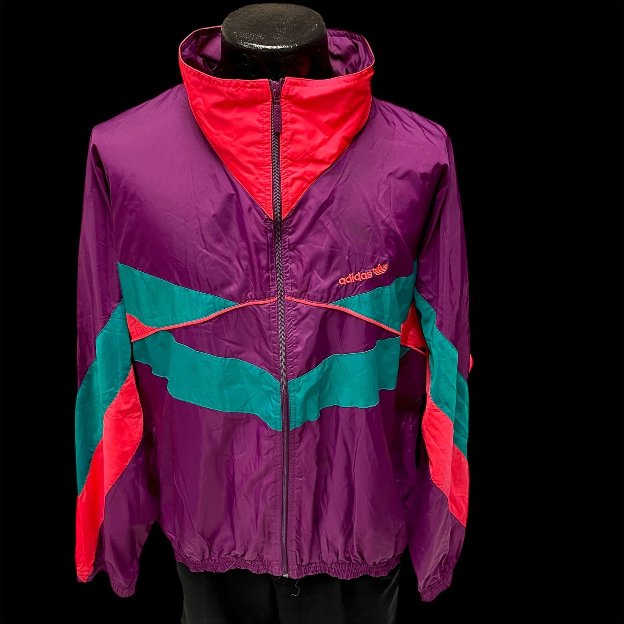 Adidas Vtg Adidas Purple Colorblock SPELLOUT Track NEON Jacket Size US L / EU 52-54 / 3 - 2 Thumbnail