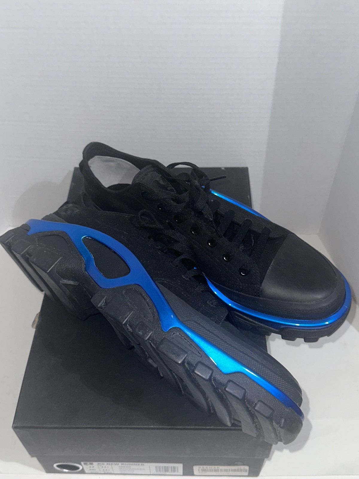 Adidas × Raf Simons RAF Simons New Runner Black/Metallic Blue DS US12 Size US 12 / EU 45 - 1 Thumbnail