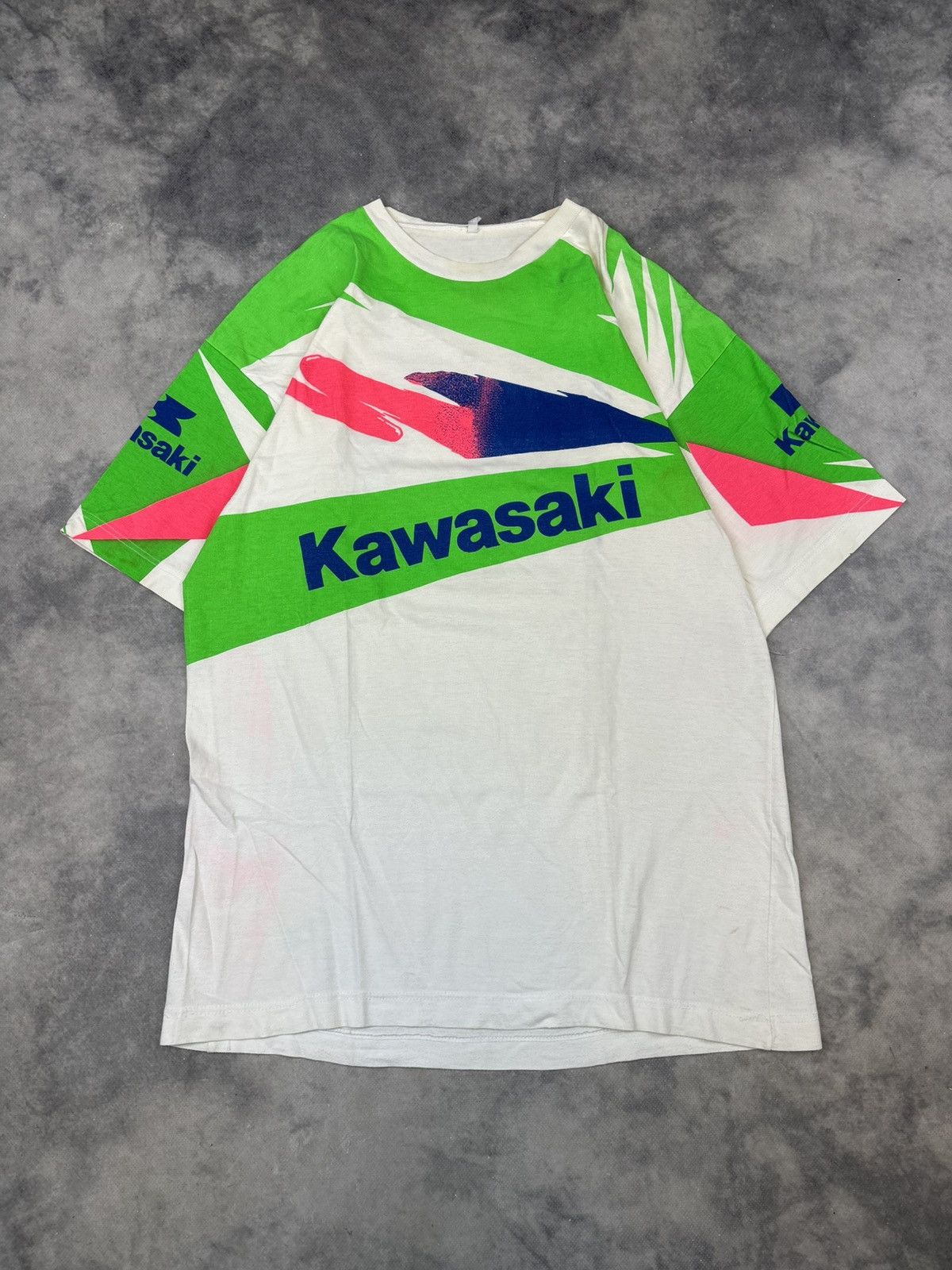 NASCAR × Vintage Vintage Kawasaki all over print speed nascar moto tshirt 90s Size US L / EU 52-54 / 3 - 1 Thumbnail
