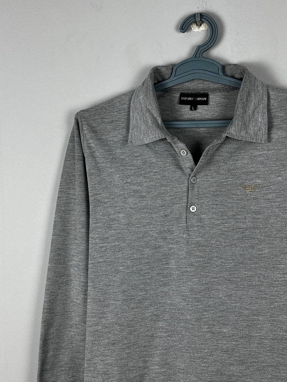 Emporio Armani Emporio Armani Vintage Grey Luxury Long Sleeve Polo Size US L / EU 52-54 / 3 - 3 Thumbnail