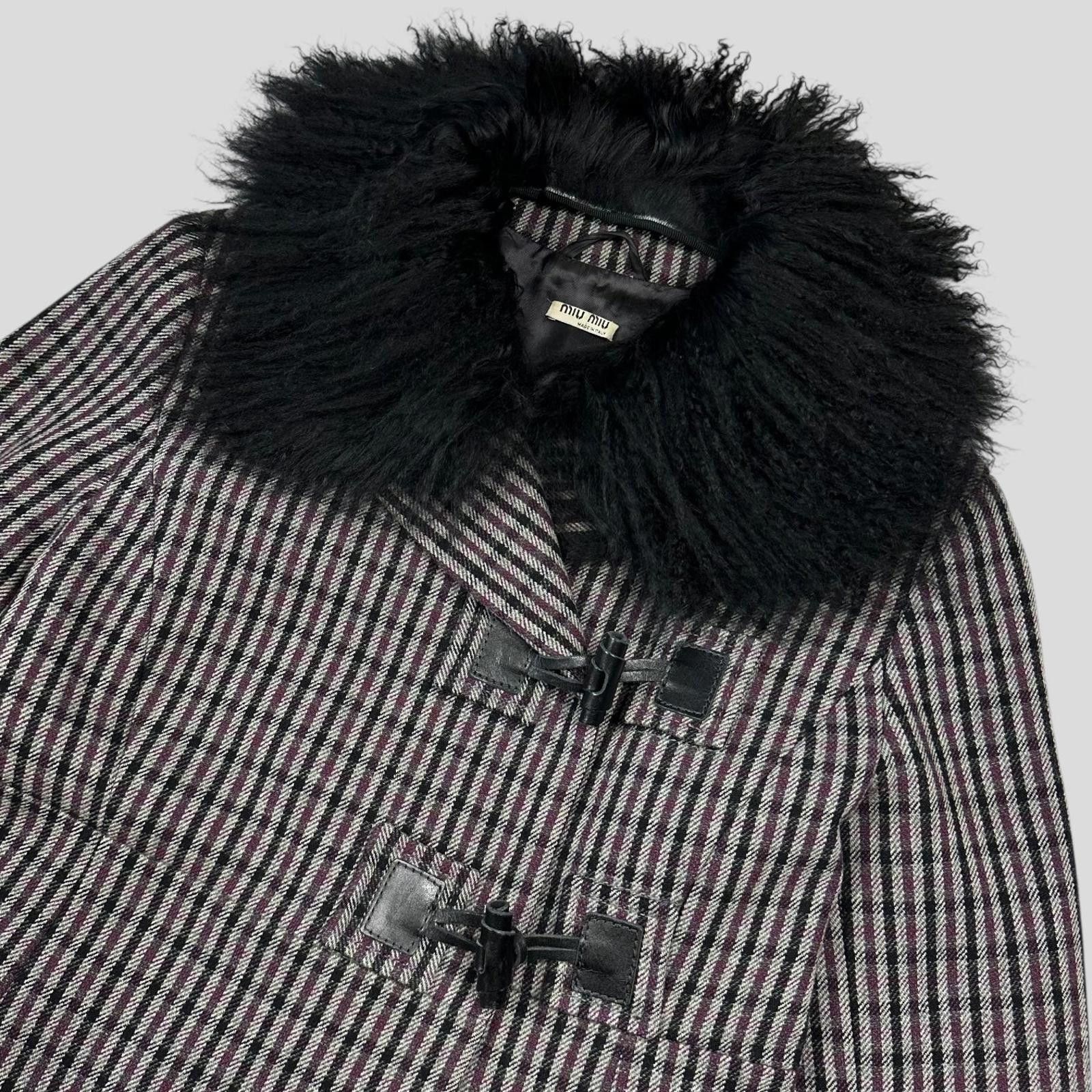 Miu Miu Miu Miu 00’s Virgin Wool Removable Sheep Fur Plaid Coat IT42 Size S / US 4 / IT 40 - 2 Thumbnail